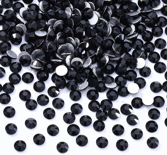 Black Flatback Rhinestones, Glass Rhinestones for Nail Art and Craft, Glue Fix, Loose Crystal Gemstones(Black, SS8, 2880pcs, 2.3-2.5mm)