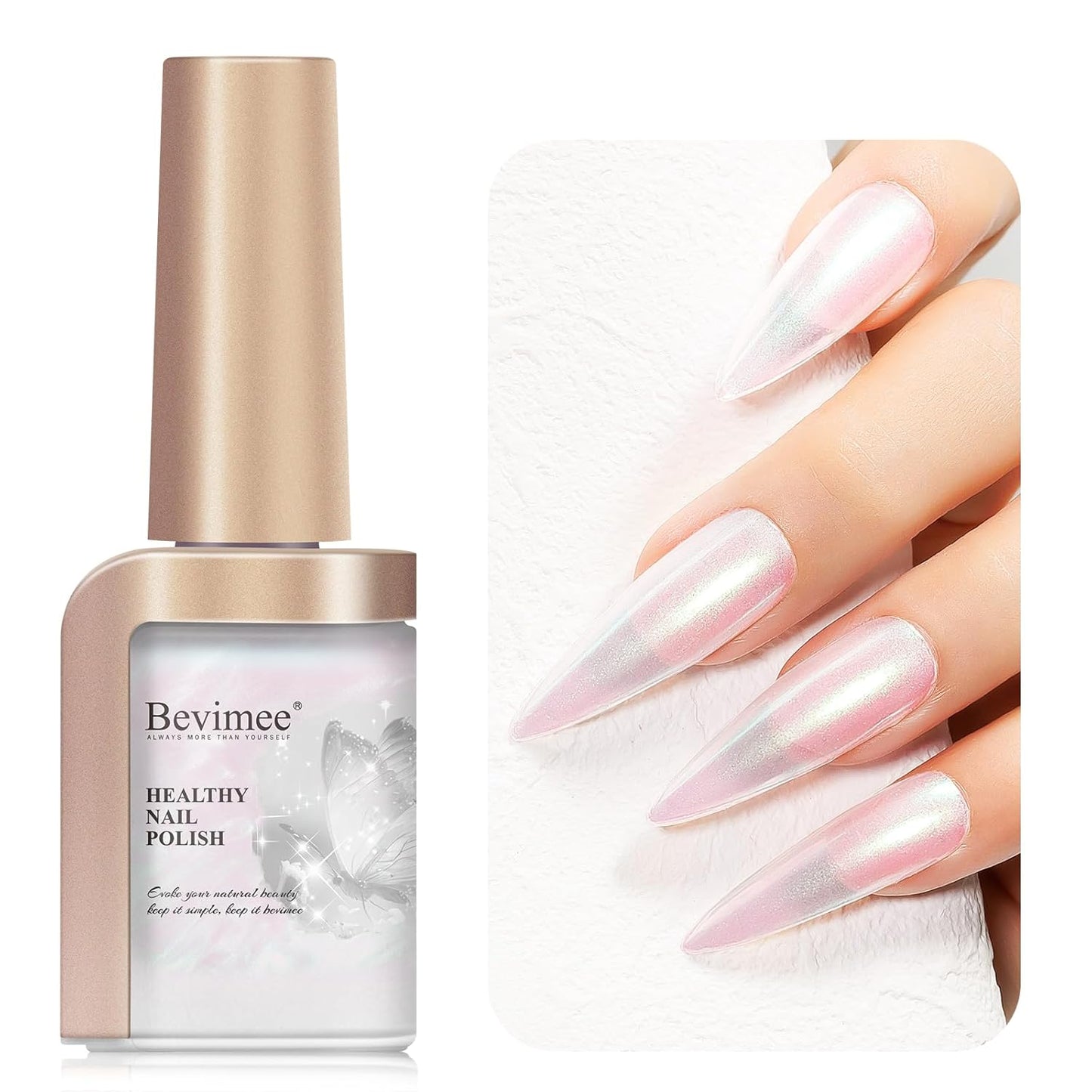 Quick Dry Nail Polish - Mermaid Shimmer Nail Lacquer Pearl White, Green Aurora Effect, Air Dry Fast Fingernail And Toenail Polish, 12ML