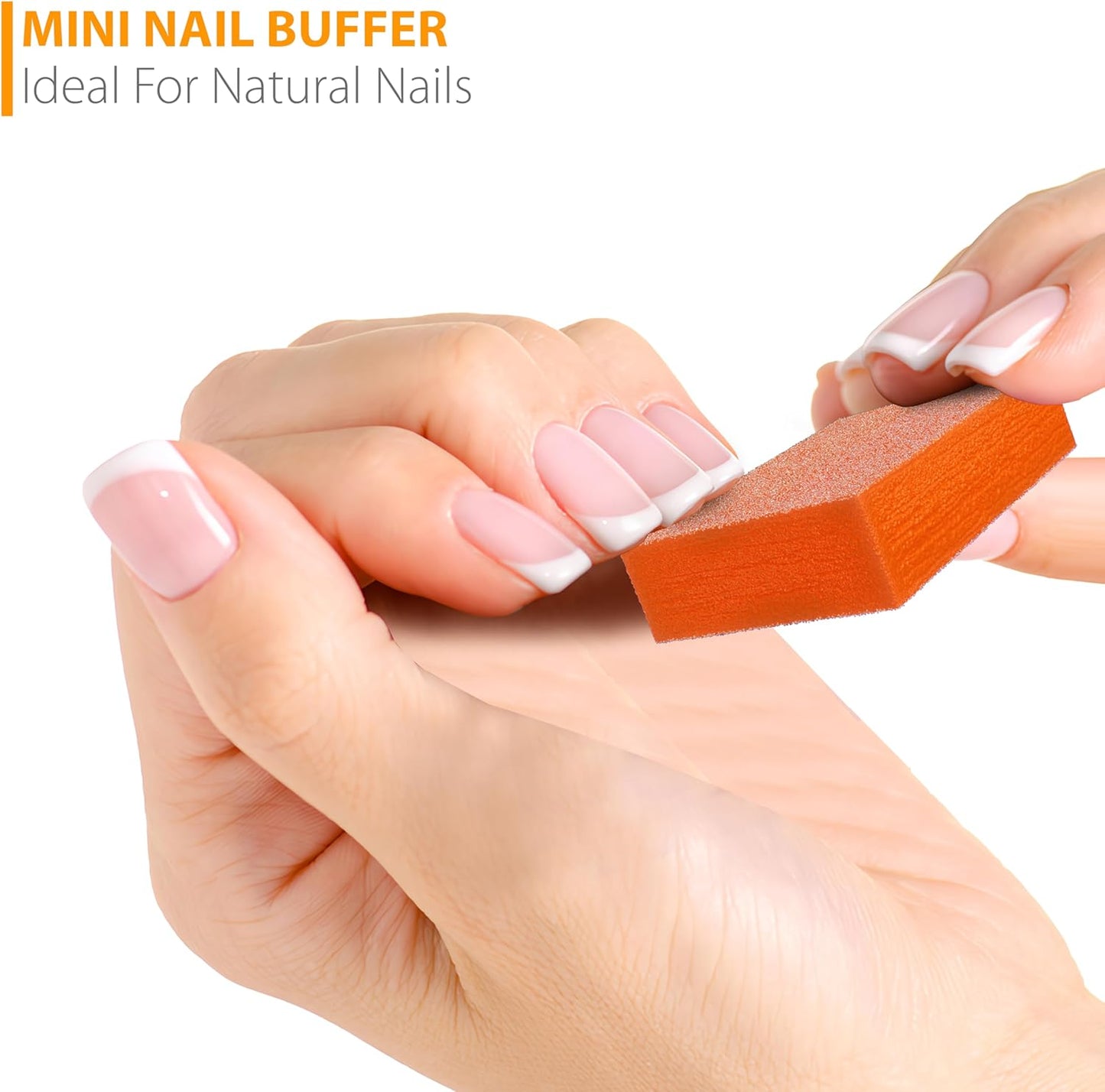 Moray Mini Nail Buffer Blocks - 180/240 Grit Professional Salon Orange Buffers - Buff Nails Prior to Application of Gel Polish, 50 Count