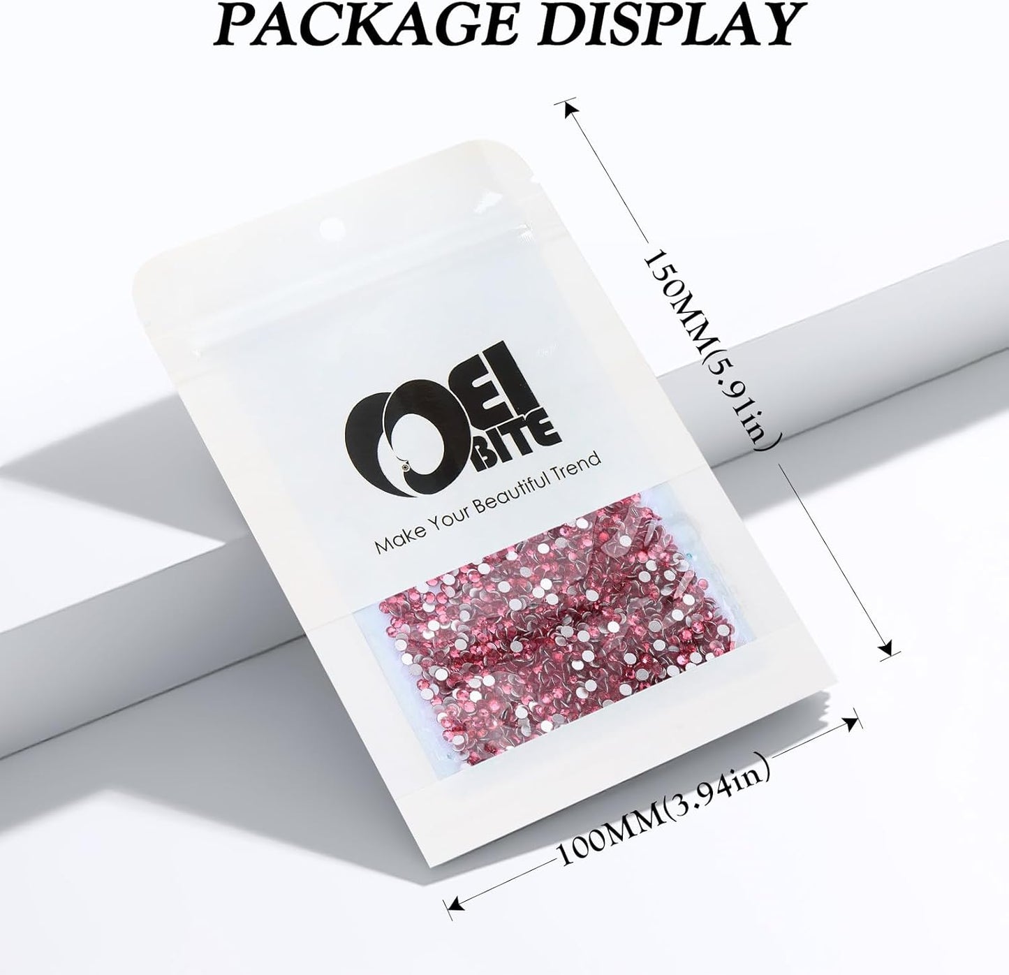 Rose Flatback Rhinestones, Glass Rhinestones for Nail Art and Craft, Glue Fix, Loose Crystal Gemstones(Rose, SS8, 2880pcs, 2.3-2.5mm)