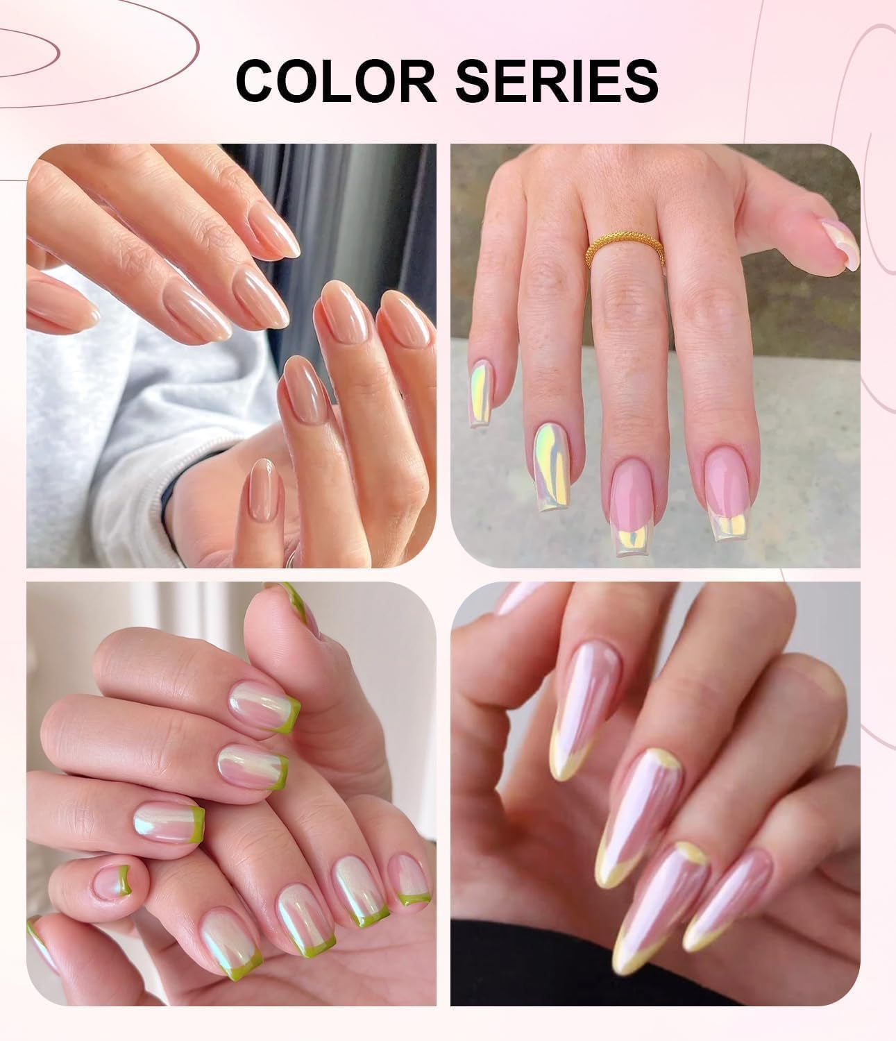 Pearl White Chrome Nail Powder: 2Pcs Iridescent Aurora Mermaid Chrome Powder Pearl Dust Kit for Gel Polish Nail Art Decoration