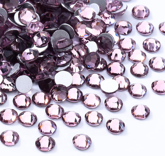 Light Amethyst Flatback Rhinestones, Glass Rhinestones for Nail Art and Craft, Glue Fix, Loose Crystal Gemstones(Lt.Amethyst, SS12, 1440pcs, 2.9-3.0mm)