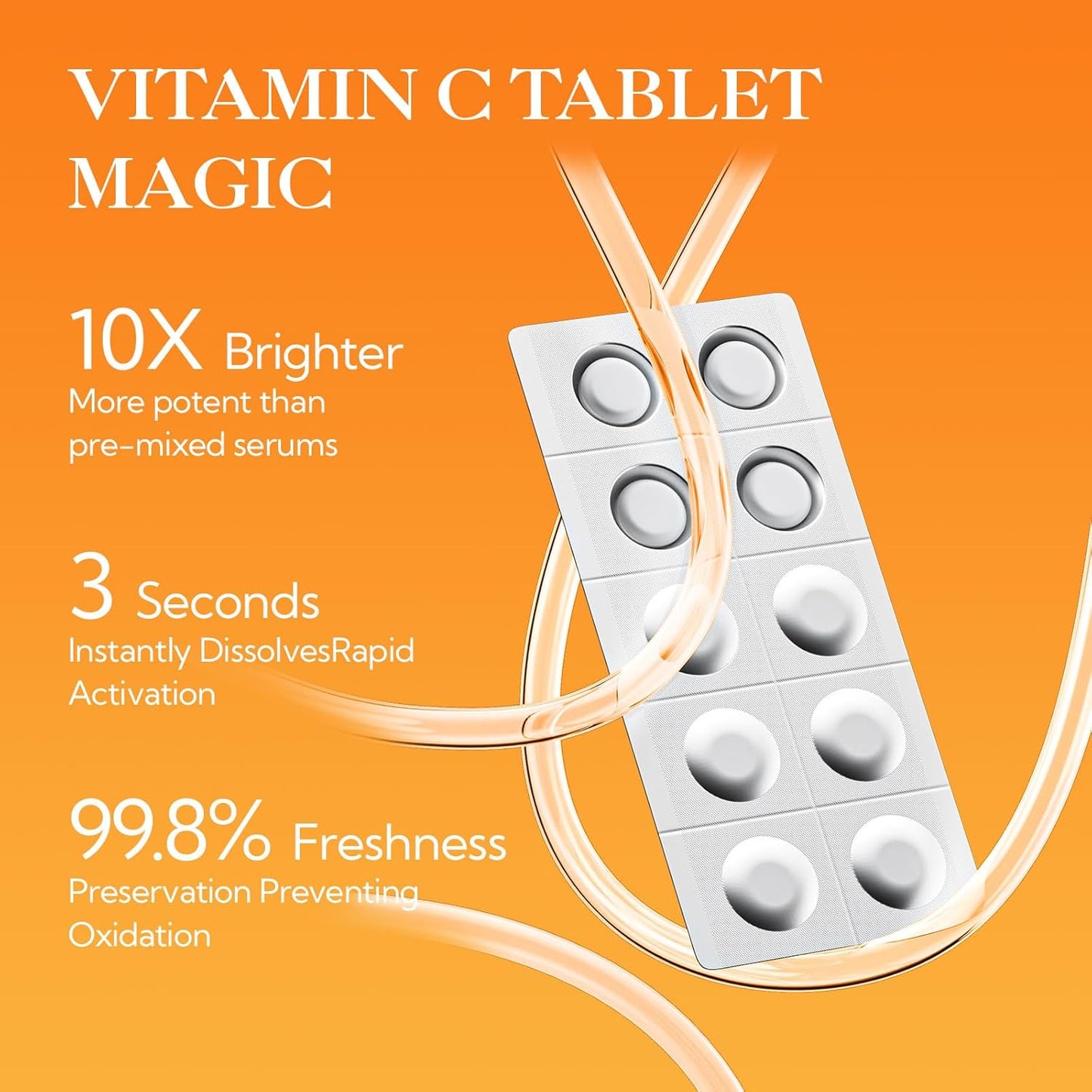 LANBENA Revolutionary Vitamin C Tablets Serum for Face, Illuminating Fcae Serum With Niacinamide, Brightening Anti-Aging Essence for Sensitive Skin, Non-Greasy, Reduces Dark Spots & Wrinkles (1.05 Oz)