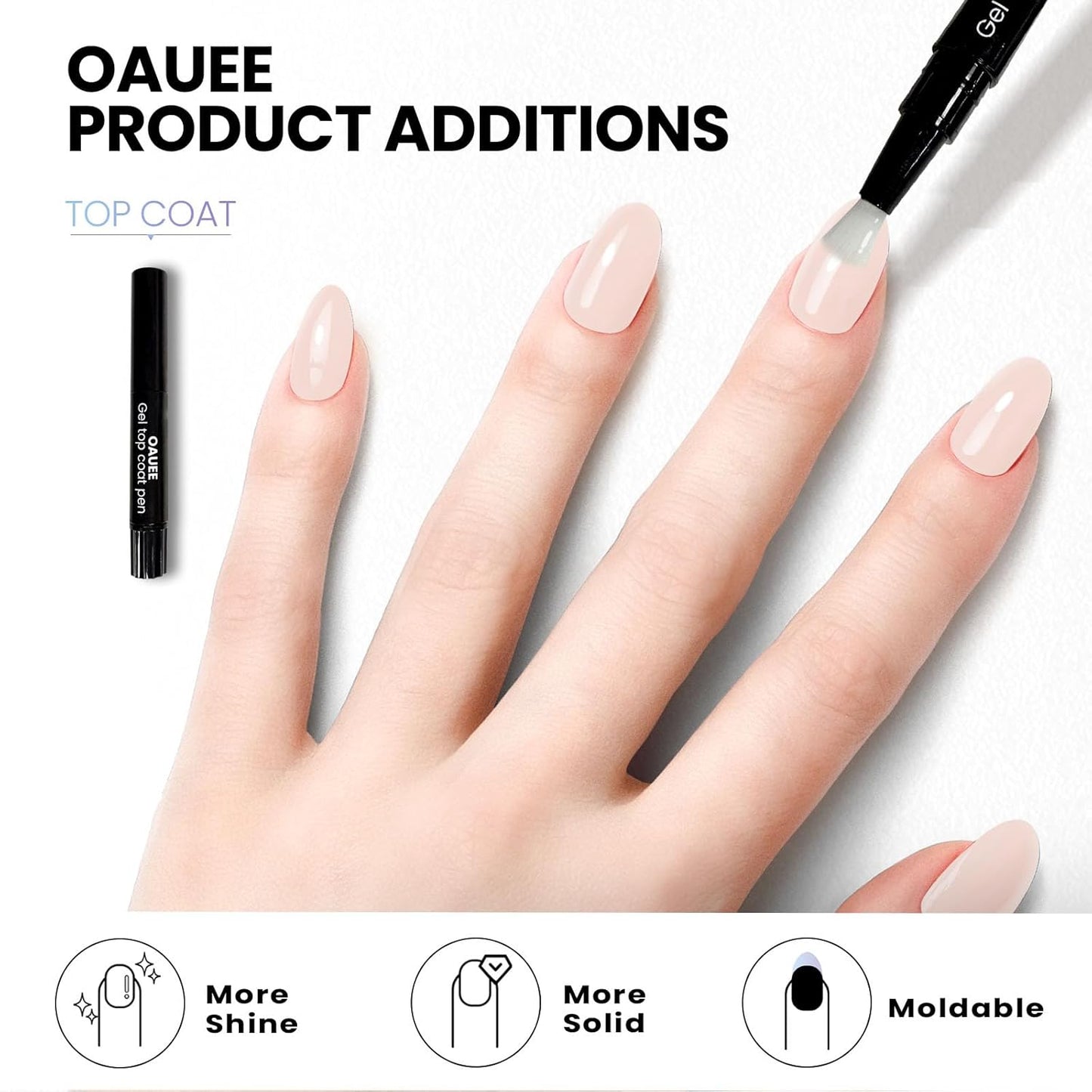 Semi Cured Gel Nail Strips | Built-In Gel Top Coat | UV Light Required | Salon Quality, Easy Application And Removal (Soft lvory Pink)