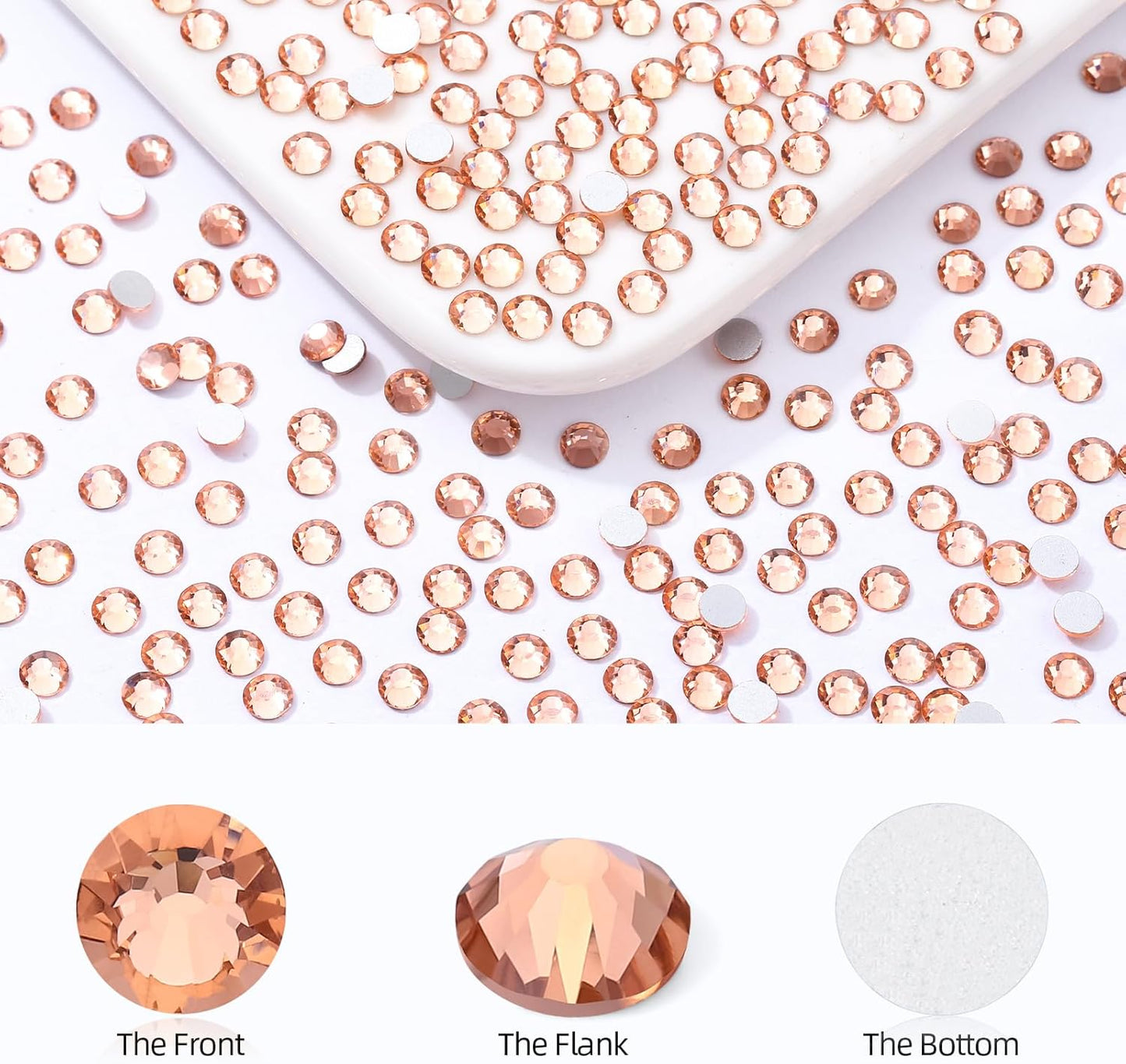 Champagne Flatback Rhinestones, Glass Rhinestones for Nail Art and Craft, Glue Fix, Loose Crystal Gemstones(Champagne, SS12, 2880pcs, 2.9-3.0mm)