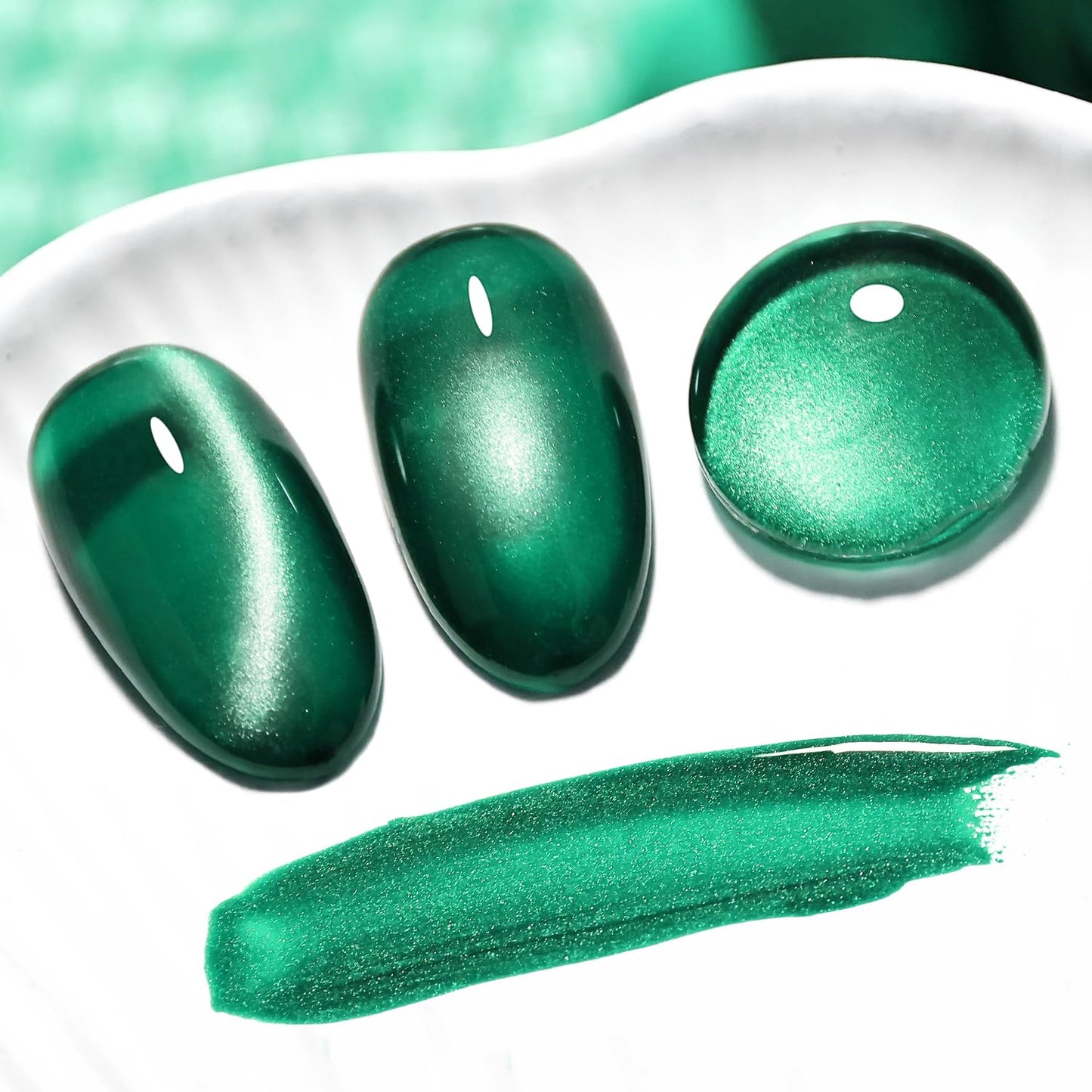 JODSONE 16.5ml Cat Eye Gel Nail Polish Dark Green Single Colors for Holographic Glitter Cat Eye Reflective Translucent Need U V Lamp