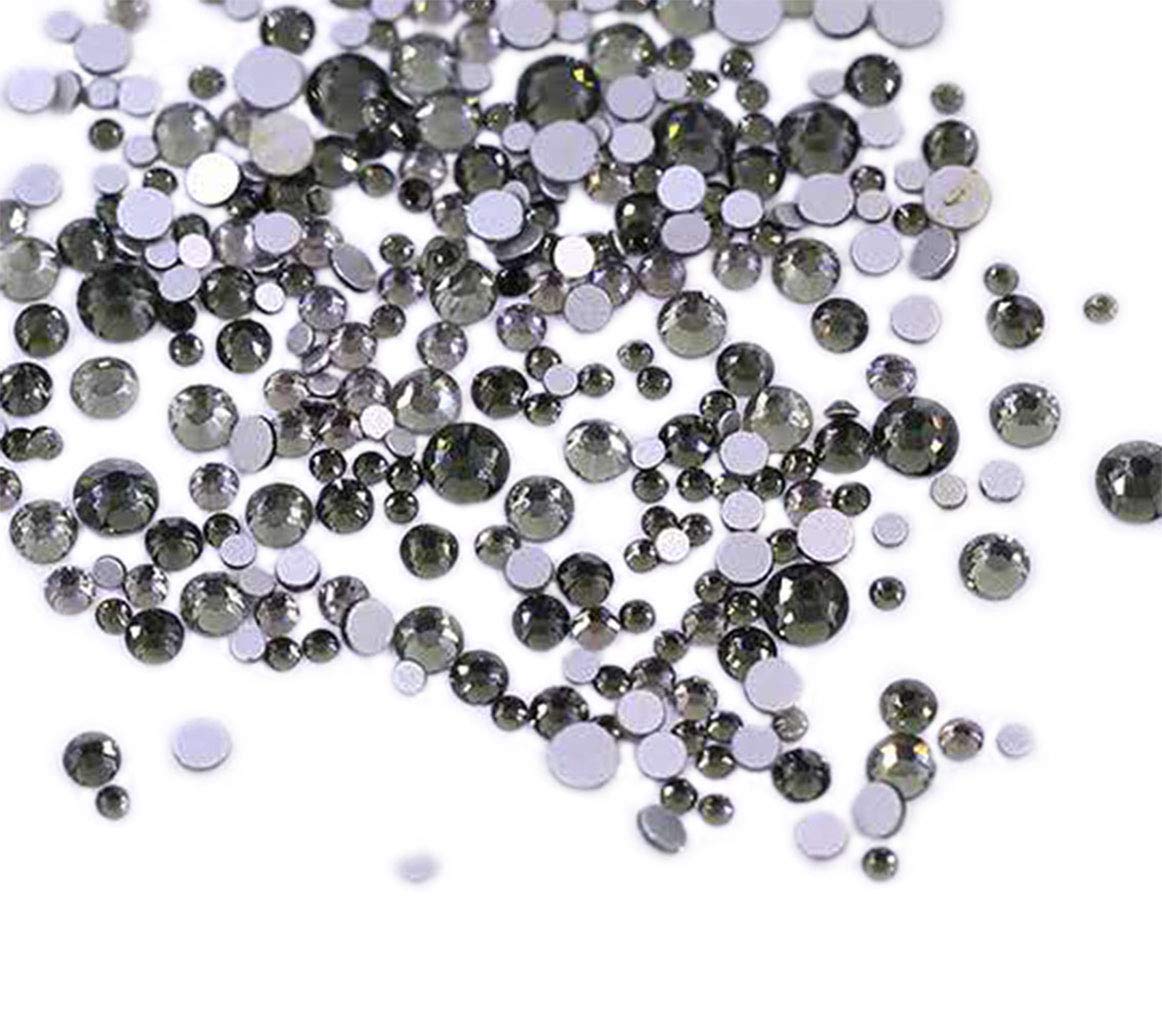 Rhinestones flat back gems round DIY decorative Nail Face and apparel accessories ss3-20 mix size(1440pcs transparent gray)