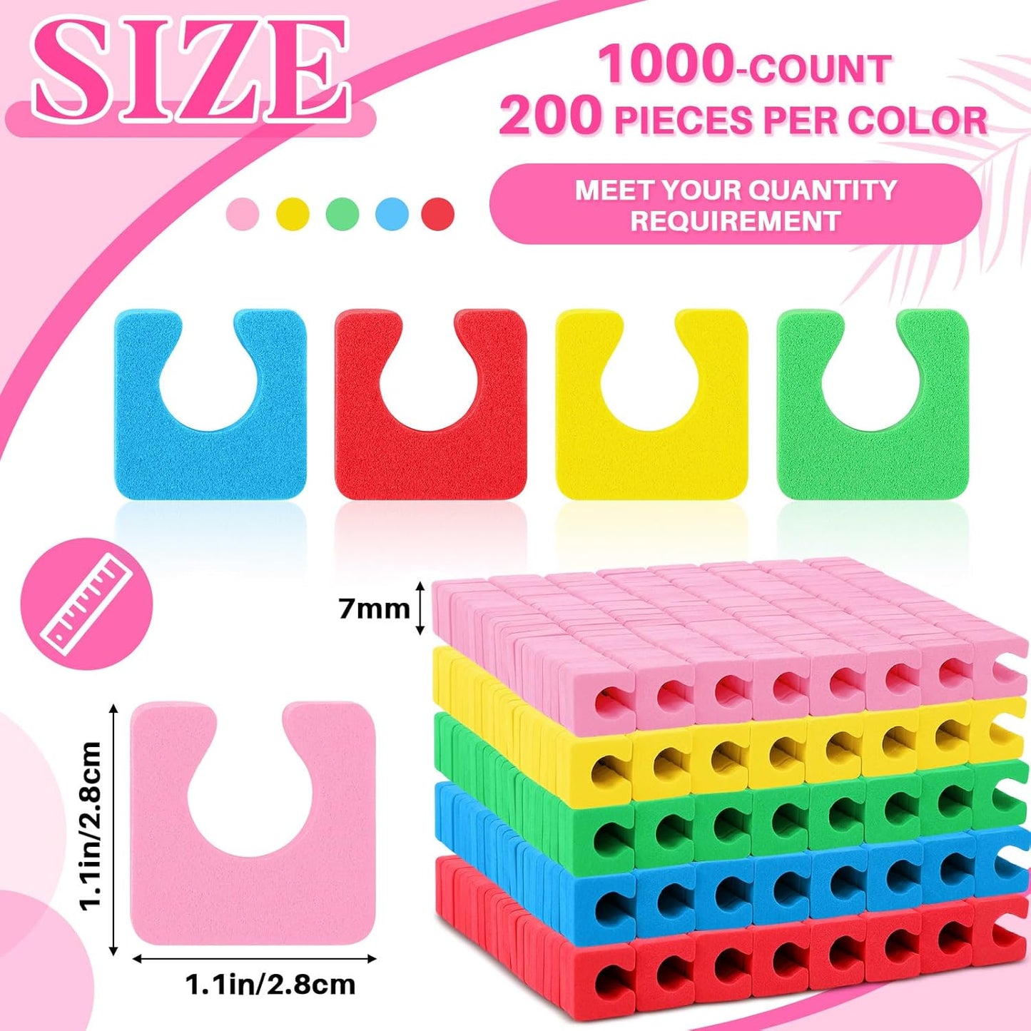 Mumufy 1000 Pcs Individual Pedicure Toe Separators Soft Foam Toe Spacers Comfortable Finger Toe Dividers Pedicure for Women Men Girls Manicure Feet Nail Polish Art Painting Spa (Multicolor)