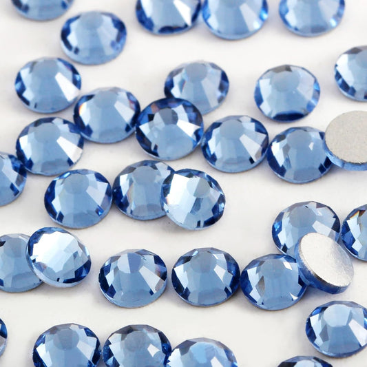 2000 PCS SS16 Flatback Rhinestones,12-Facet Diamond-Cut Glass Gems for Nail Art,Clothing,DIY Crafts,Glue-On Decoration Stones with Silver Backing,Light Sapphire