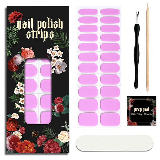 Nail Polish Strips - 22 Pcs Salon Quality Gel Nail Stickers - Long Lasting Wraps (Little Pink Bliss)