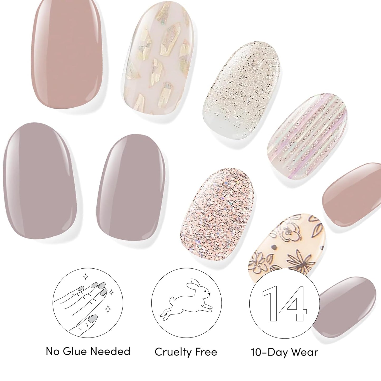 Dashing Diva Gloss Nail Strips Bundle - The Best Sellers Collection - Lavender Dreams & After Glow - UV Free, Chip Resistant, Long Lasting Gel Stickers - Contains 2 Sets