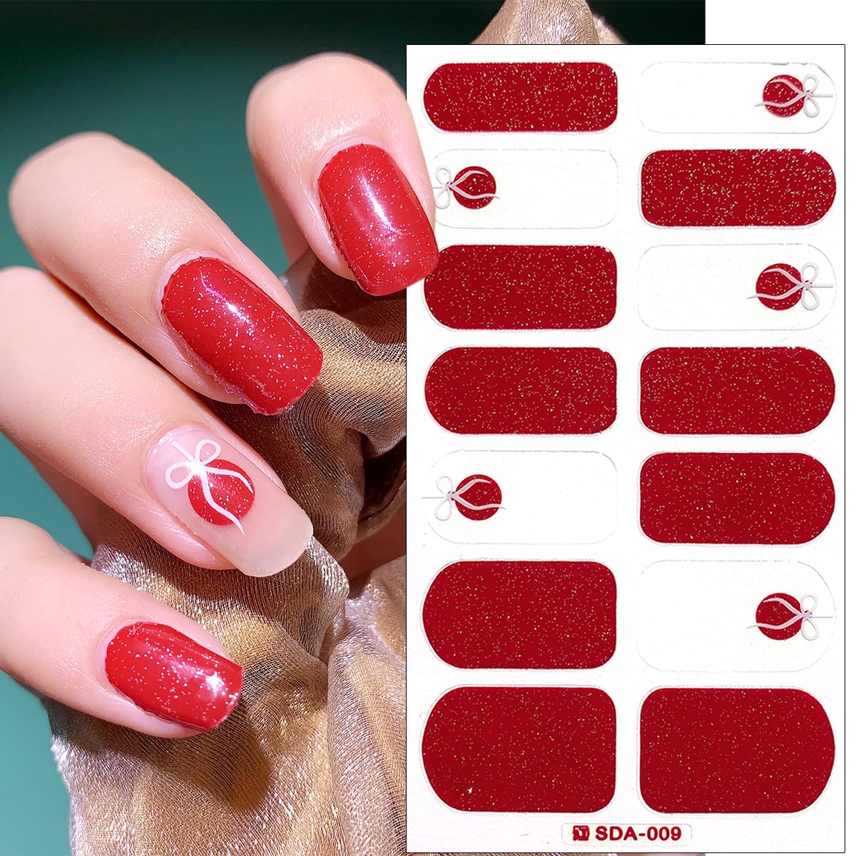 6Sheets Christmas Nail Wraps 3D Snowman Polish Strips Self-Adhesive Winter Gel Stickers Santa Claus Xmas Bell Reindeer Design for Nails Decorations