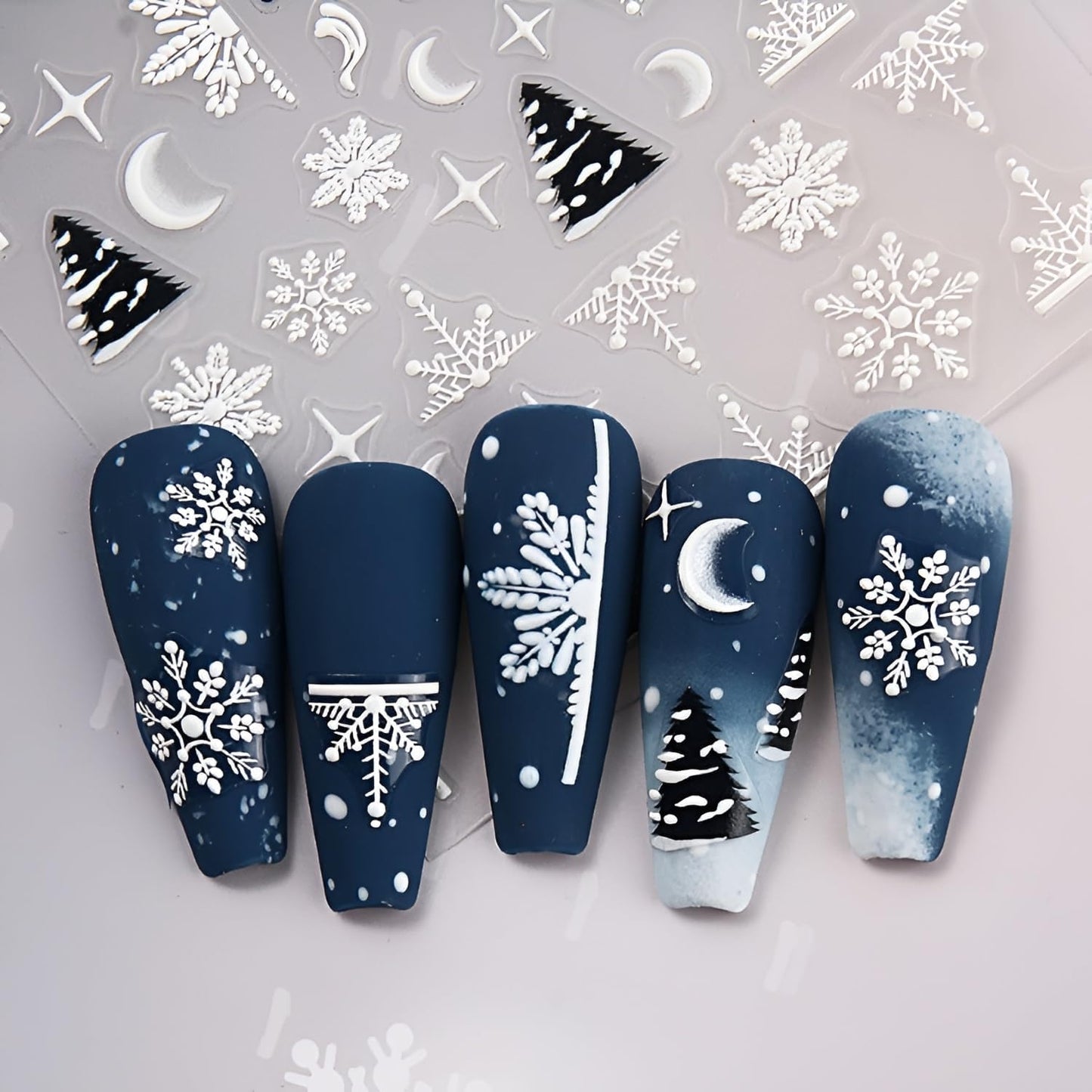 Christmas Nail Art Stickers Decals 5D Embossed Nail Decals Snowman Christmas Tree Snowflake Holiday Nail Stickers for Nail Art Xmas Nails Design Christmas Nails Supplies for Women Girls