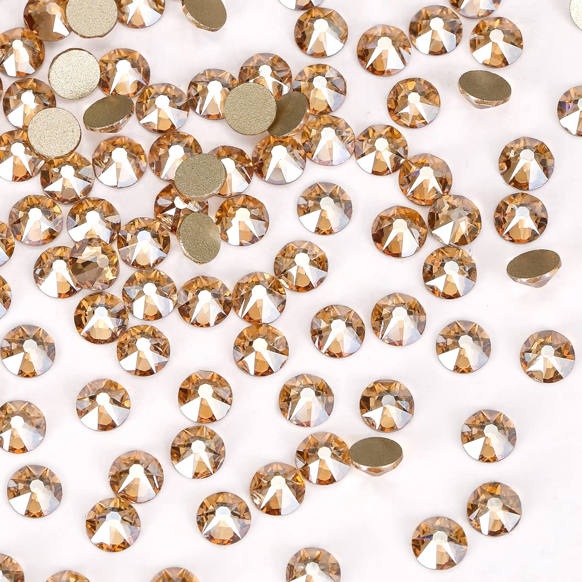 Novani Golden Shadow Rhinestones 1440pcs Flat Back Round Rhinestone Style 2088 Sparkly Crystal Gemstones for Nail Art and Crafting SS20,4.6-4.8mm