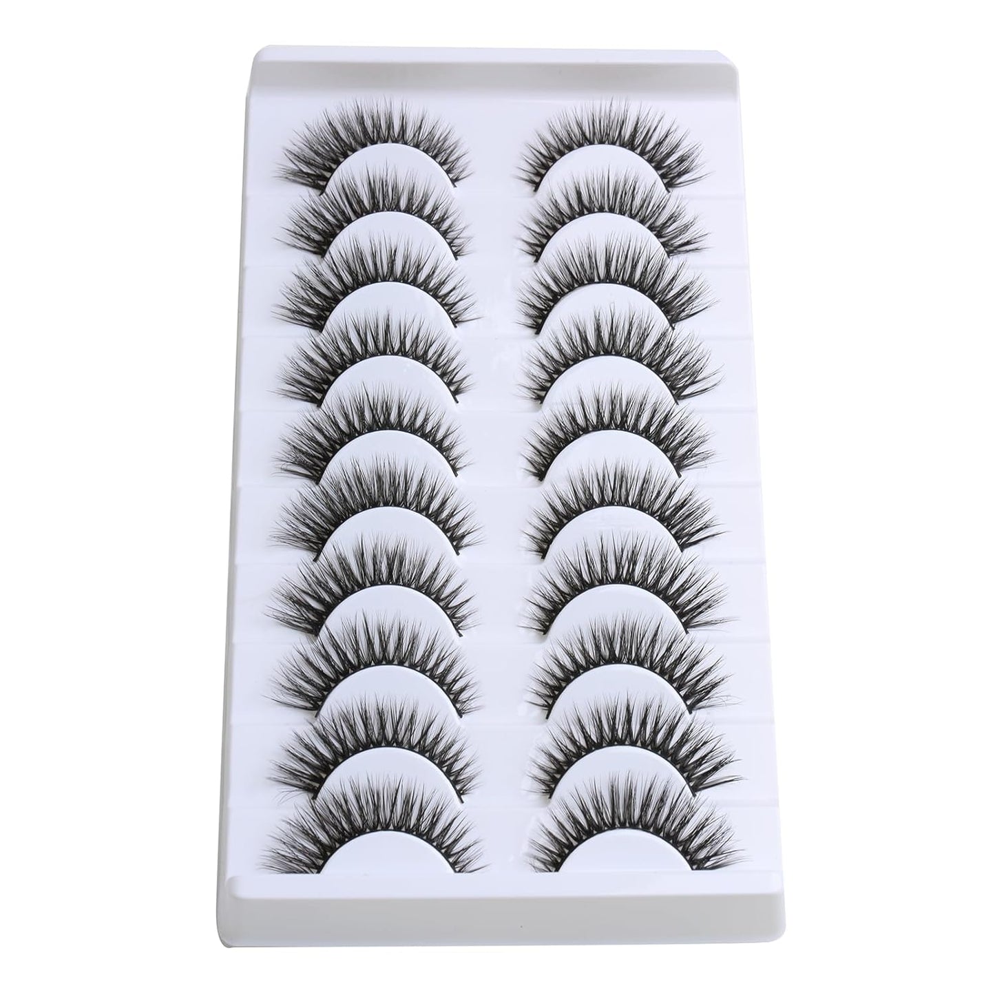 SUNWELL False Eyelashes 12mm Mink Lashes Natural Look Cat Eye Faux Mink Lashes 3D Fluffy Soft Luxury Volume Fake Lashes 10 Pairs Pack