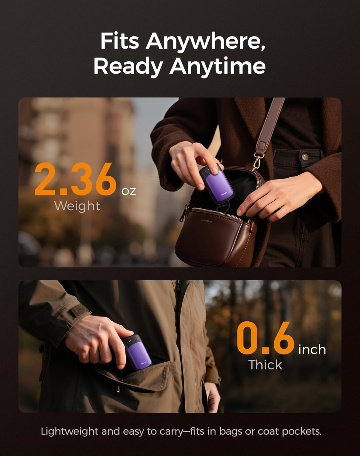 OCOOPA Hand-Warmers-Rechargeable Dual Sided, 2 in 1 Electric-Hand -Warmers with UL Certified, 3 Heating Level, Pocket Sized USB Hand Warmers for Camping, Hunting, Commuting, Gifts for Men, UT5 Duoheat