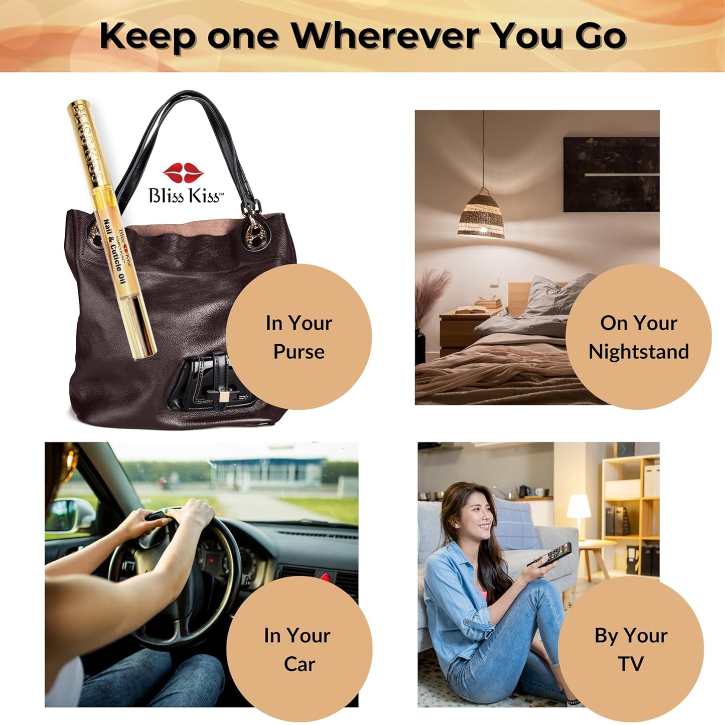 Bliss Kiss | 1 Vanilla Fragrance | Nail Oil Cuticle Pen w/Vitamin E & Jojoba⏤Nail Strengthener Nail Growth Serum for Brittle Peeling Breaking Thin Nails