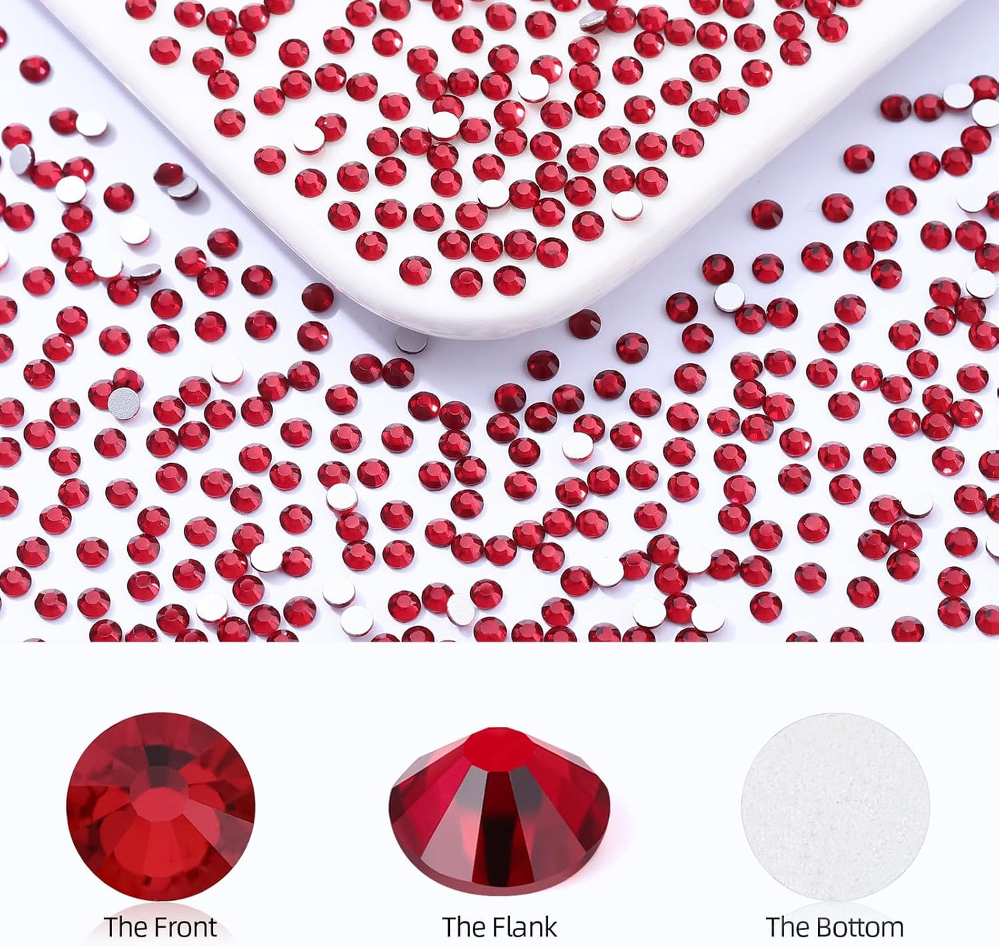 Siam Flatback Rhinestones, Glass Rhinestones for Nail Art and Craft, Glue Fix, Loose Crystal Gemstones(Siam, SS6, 2880pcs, 1.9-2.0mm)