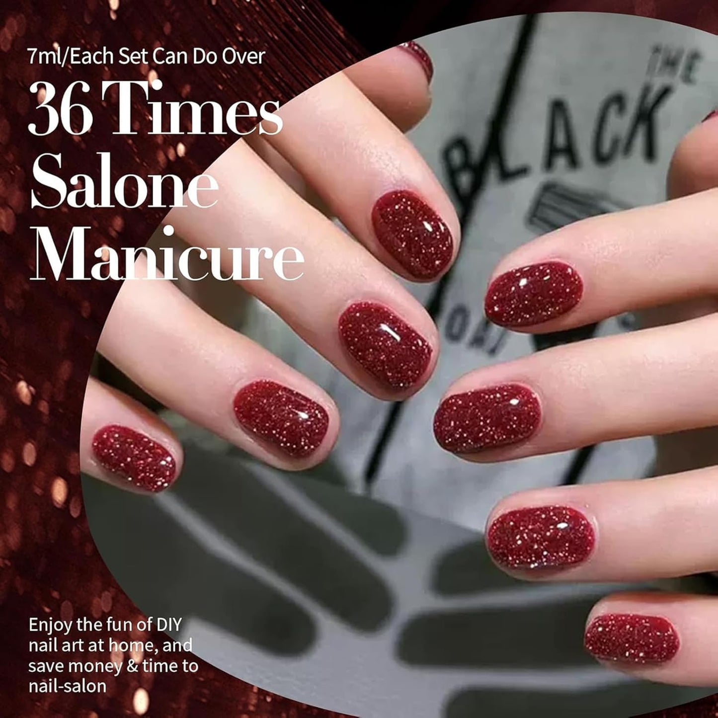 Born Pretty Reflective Red Glitter Gel Polish Christmas Glitter Gel Polish Sparkly Shiny Disco DJ LED Nail Polish Varnish Silver Red Black Colors Collection 6PCS 7ML