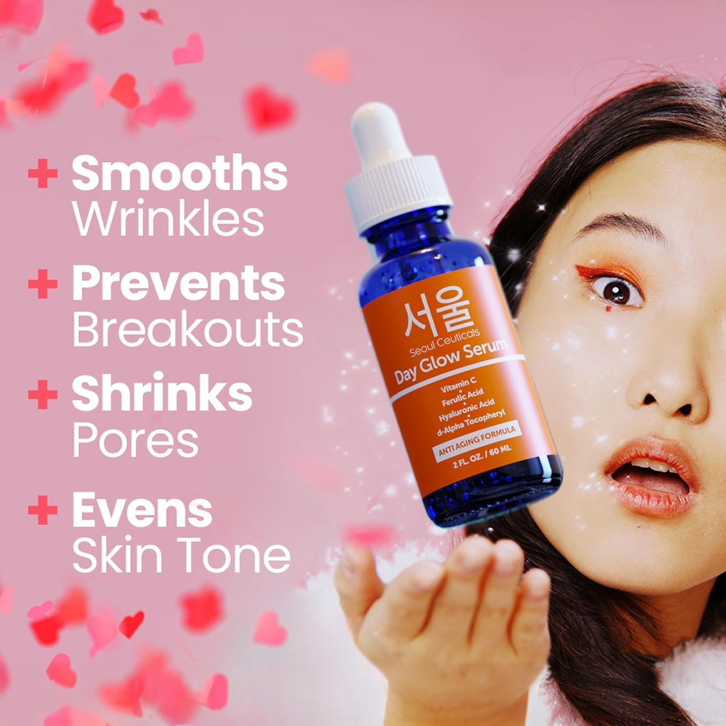 SeoulCeuticals Large 2oz Korean 20% Vitamin C Hyaluronic Acid Serum + CE Ferulic Acid - Potent Anti Aging, Anti Wrinkle K Beauty