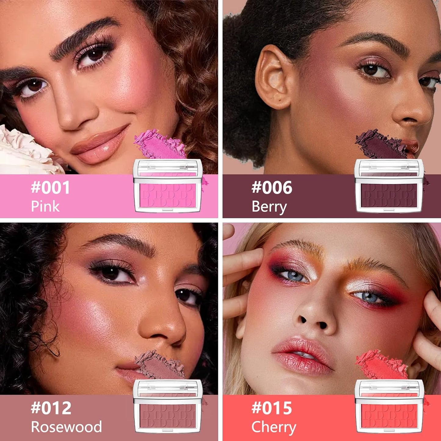 Embossed Blush, Palette Pink Dark Powder Blush Palette