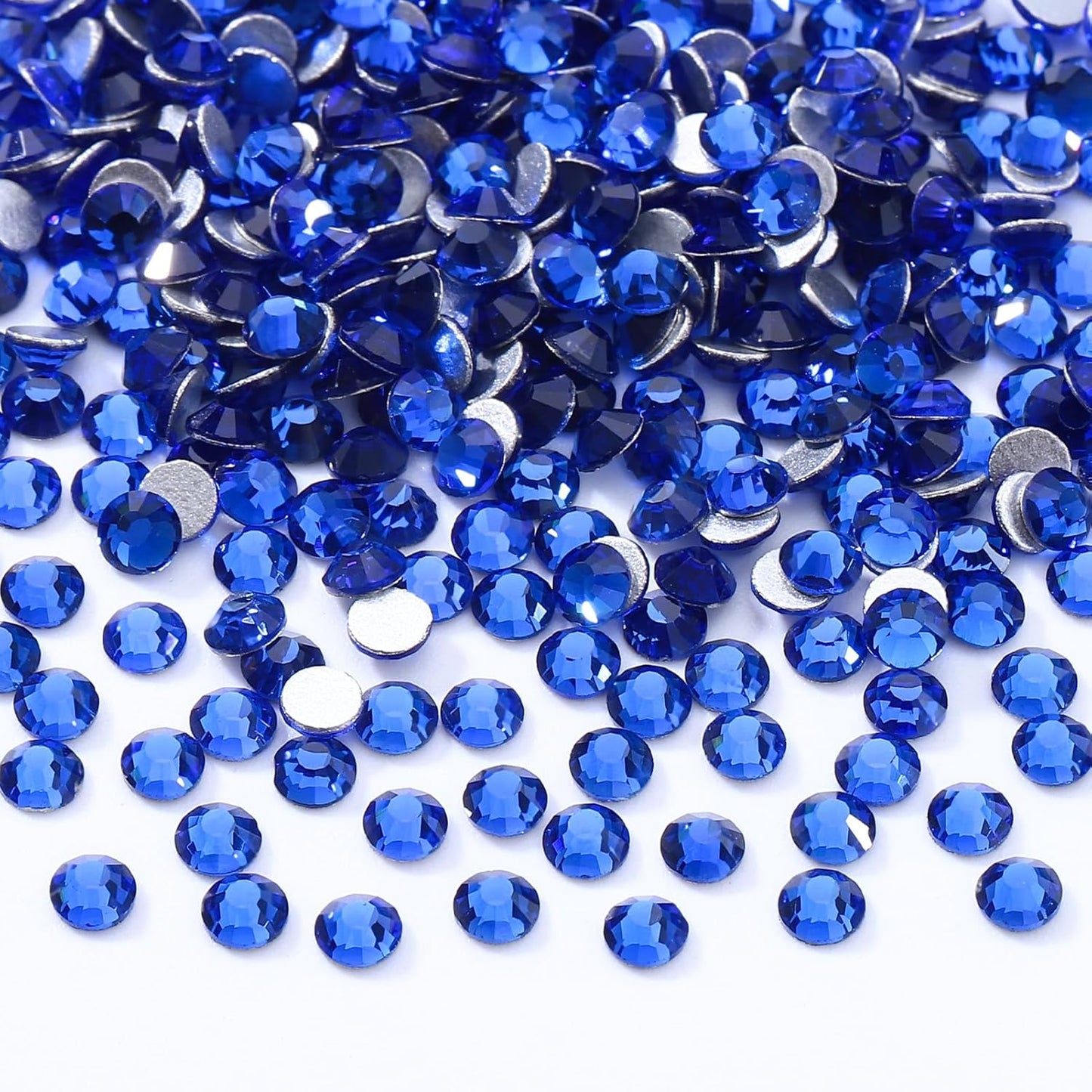 Sapphire Flatback Rhinestones, Glass Rhinestones for Nail Art and Craft, Glue Fix, Loose Crystal Gemstones(Blue, SS8, 2880pcs, 2.3-2.5mm)