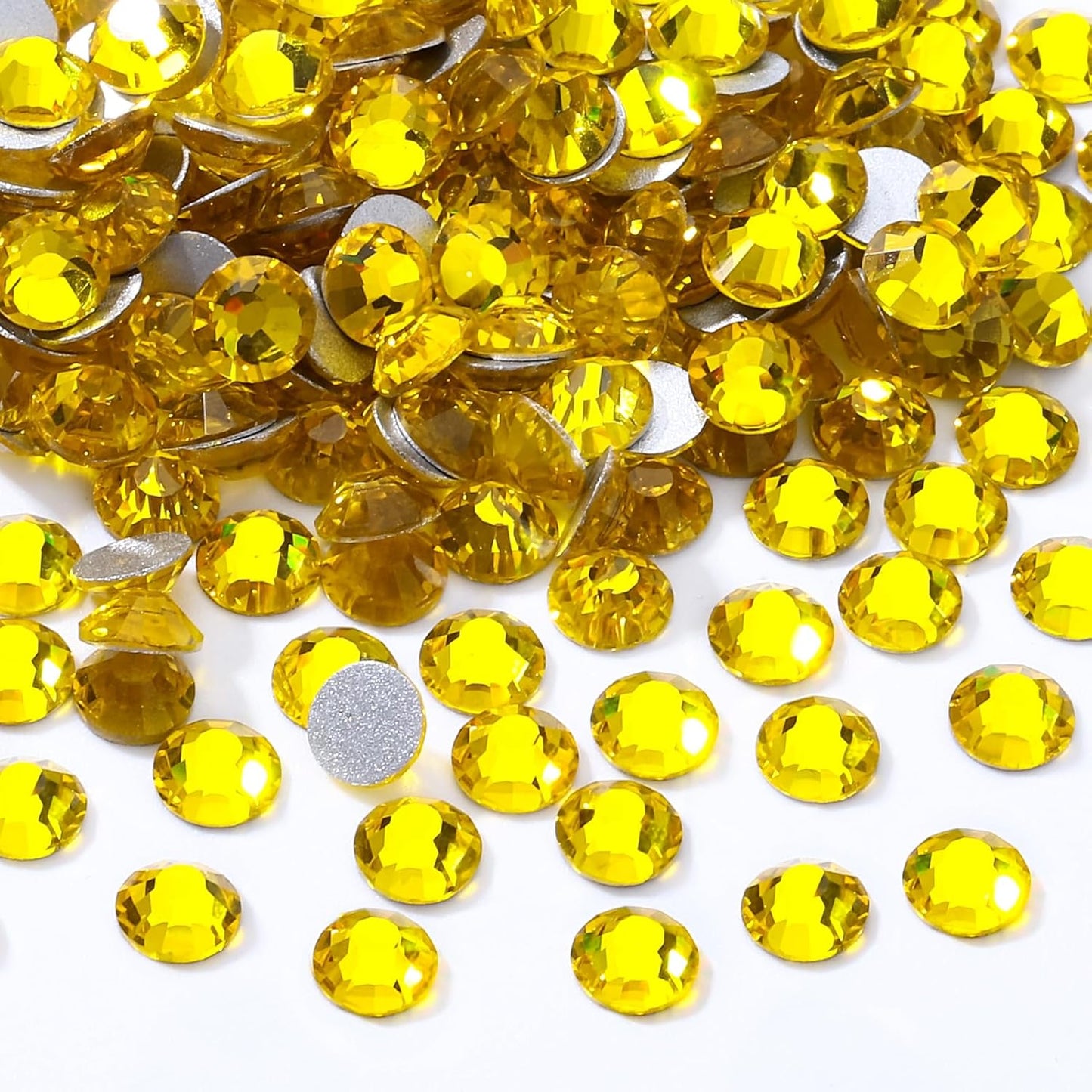 Yellow Flatback Rhinestones, Glass Rhinestones for Nail Art and Craft, Glue Fix, Loose Crystal Gemstones(Yellow, SS16, 2880pcs, 3.8-4.0mm)