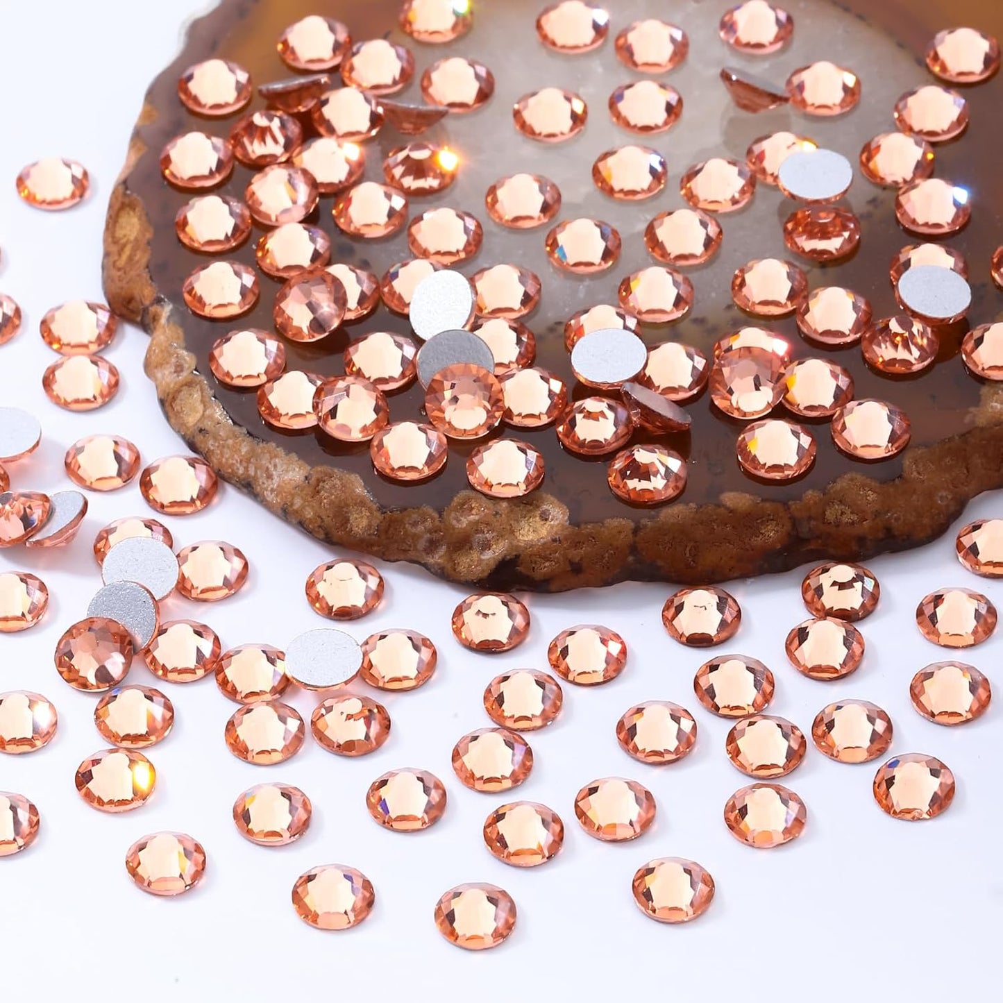 Champagne Flatback Rhinestones, Glass Rhinestones for Nail Art and Craft, Glue Fix, Loose Crystal Gemstones(Champagne, SS30, 288pcs, 6.4-6.6mm)