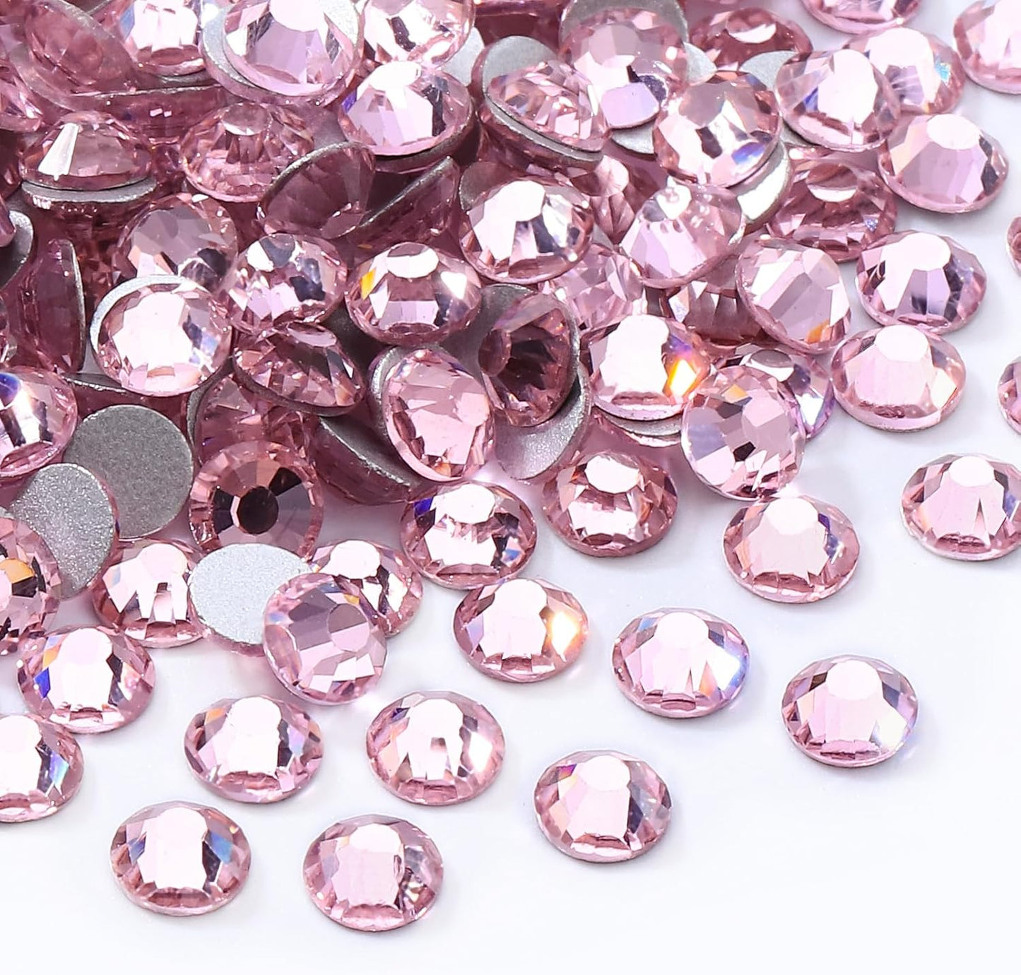 Pink Flatback Rhinestones, Glass Rhinestones for Nail Art and Craft, Glue Fix, Loose Crystal Gemstones(Pink, SS30, 288pcs, 6.4-6.6mm)
