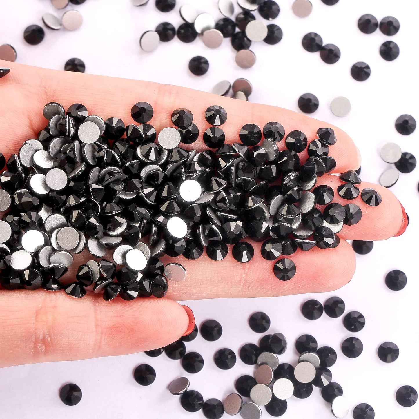 288Pcs Black Crystal Rhinestones,Glass Flatback Rhinestones Gemstones for Nail Face Makeup Art Crafts Clothes Decoration -(SS34,7.0mm,Black)