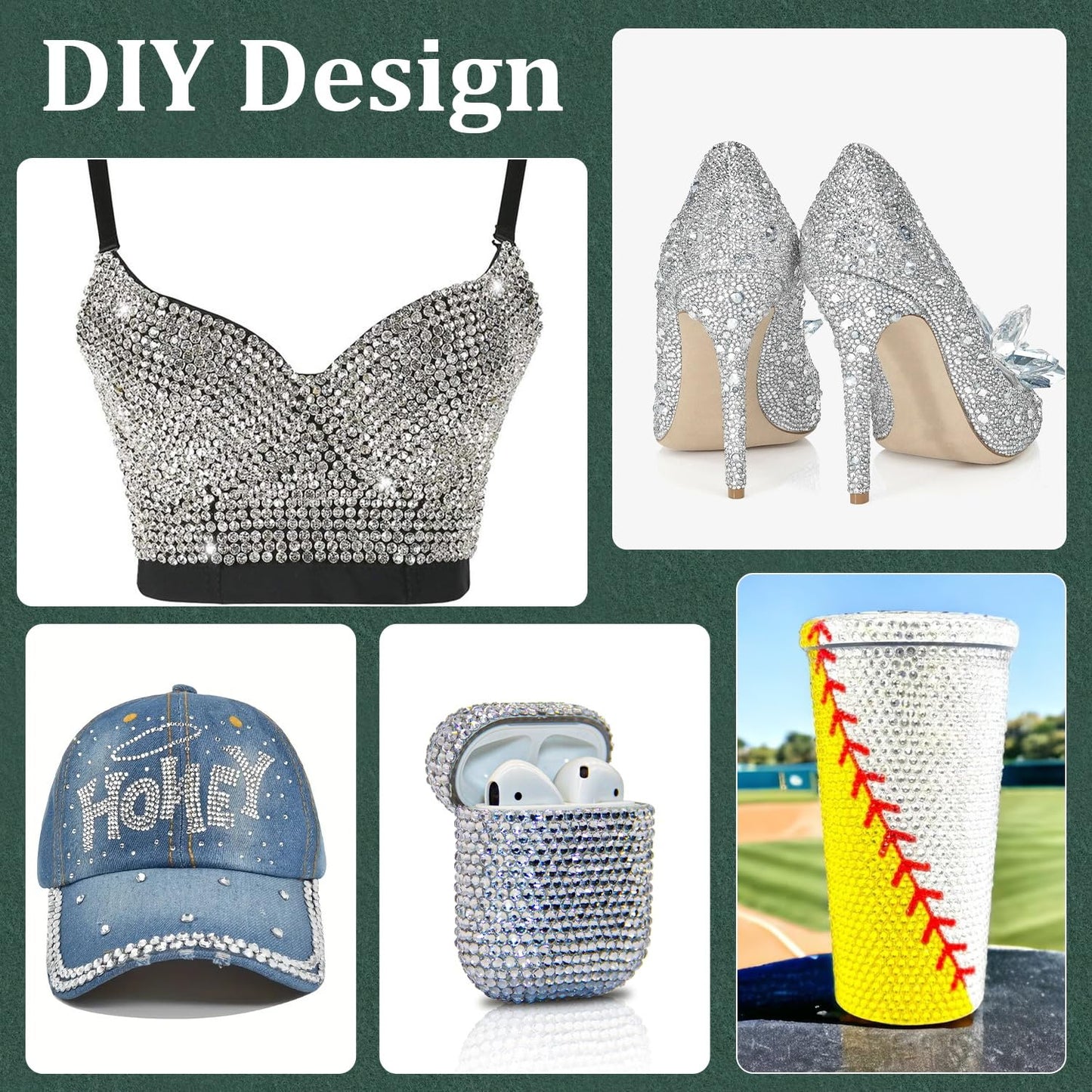 Resin Rhinestones for Crafting with B7000 Jewelry Glue, 2 Boxes Silver Clear Flatback Crystals with 3Pcs 10ml Glue for Bedazzling Crafts DIY Nail Art Makeup，Gems for Clothing Shoes