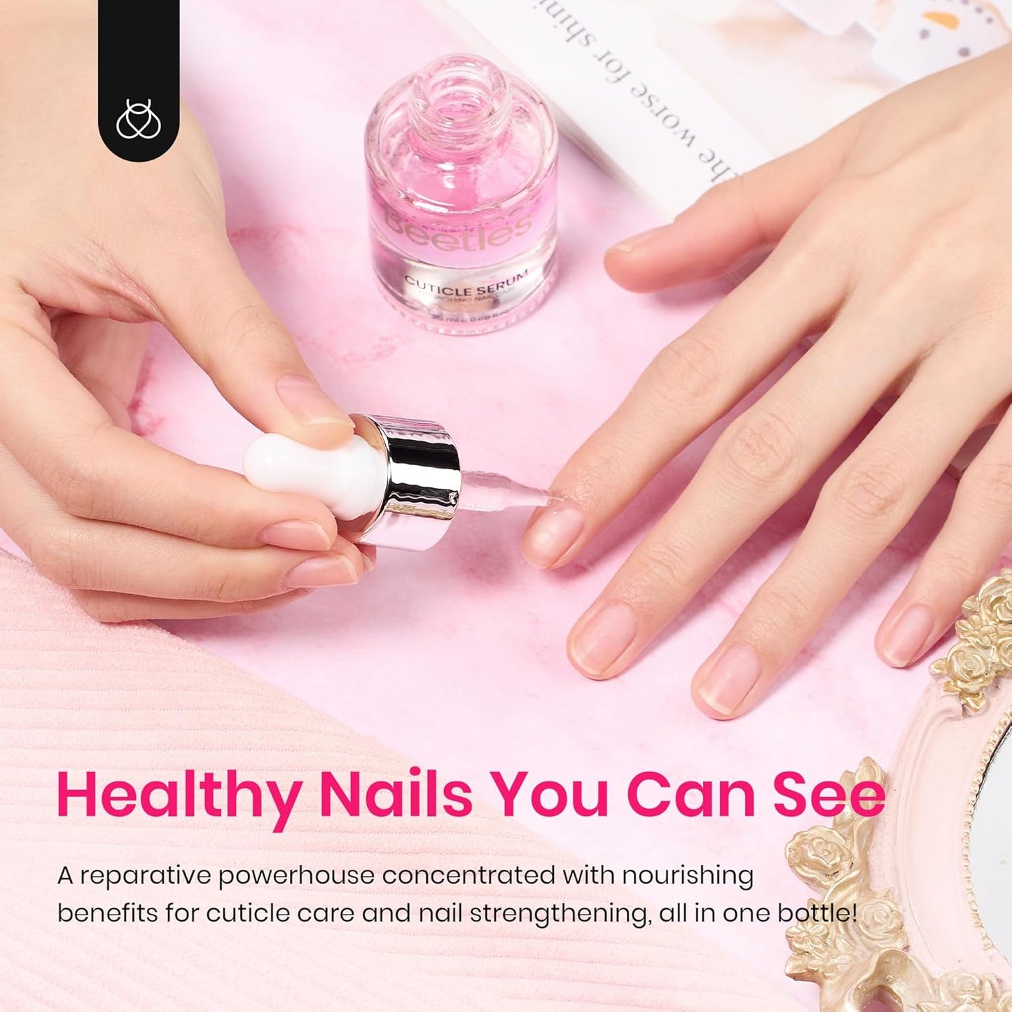 Beetles Cuticle Oil For Nails - 20ml Nail Care Strengthener Oil Stronger Nails Spa and Hand Manicure Essentials Damaged Cuticles for Repaired Thin Nails Nourish Home Nail Gfit for Women