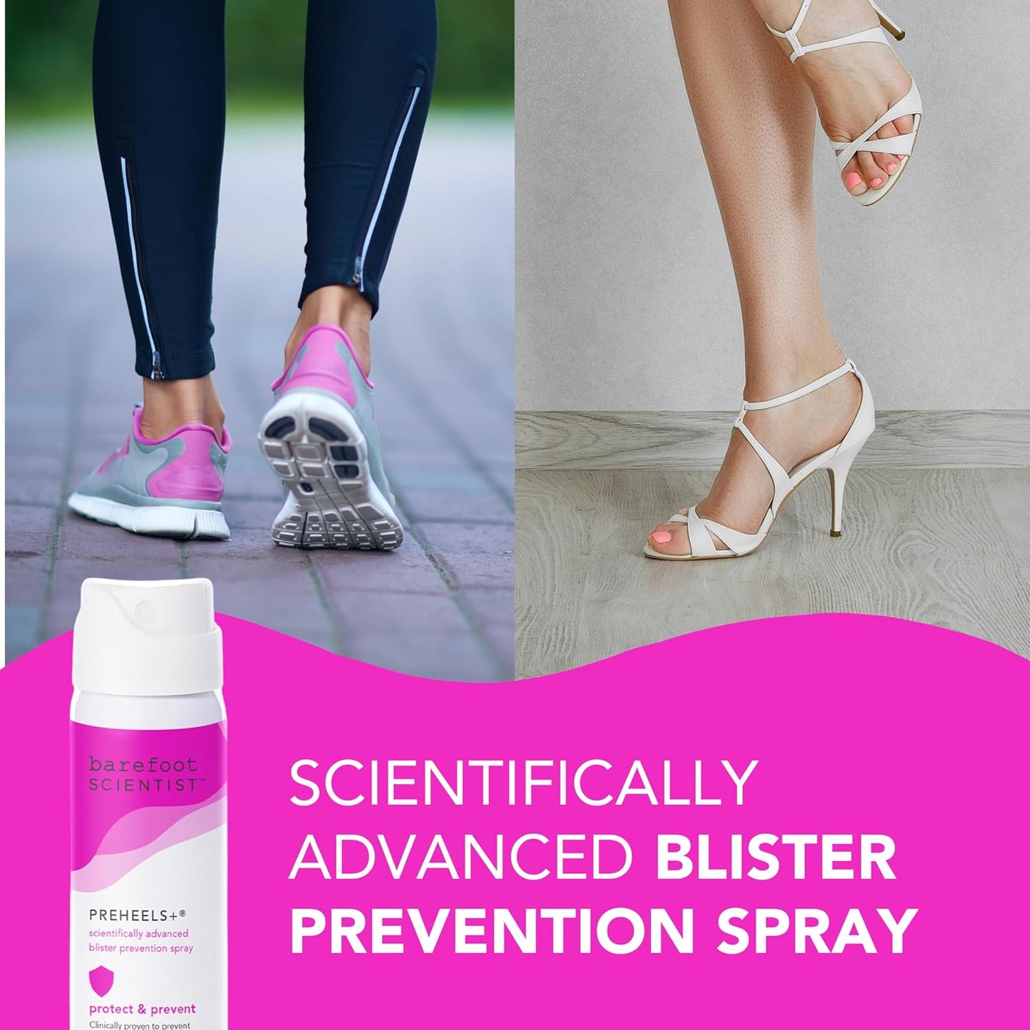 Barefoot Scientist PreHeels+ Blister Prevention Spray, Innovative Invisible Protective Barrier Against Blisters