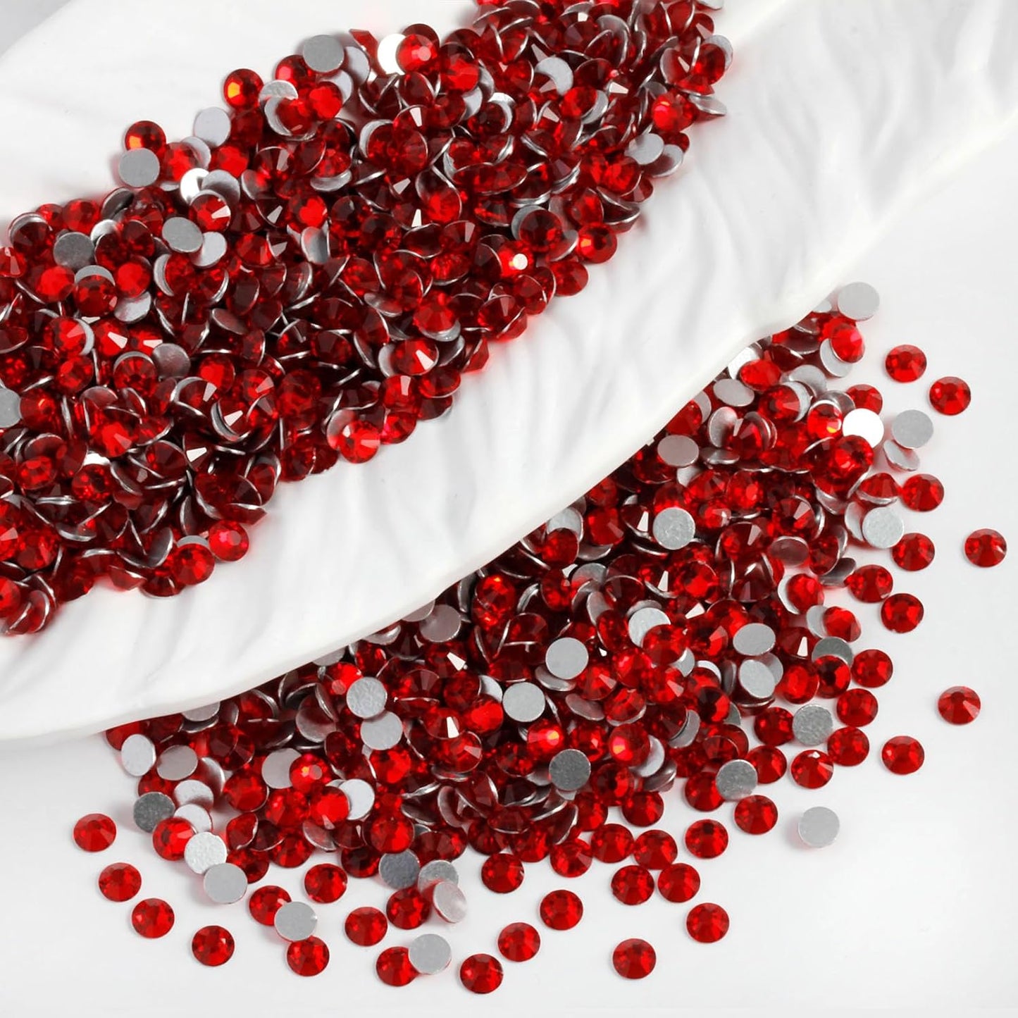 2000PCS SS16 Flatback Rhinestones | 12-Facet Diamond-Cut Glass Gems for Nail Art, Clothing, DIY Crafts |Glue-On Decoration Stones with Silver Backing(Siam)