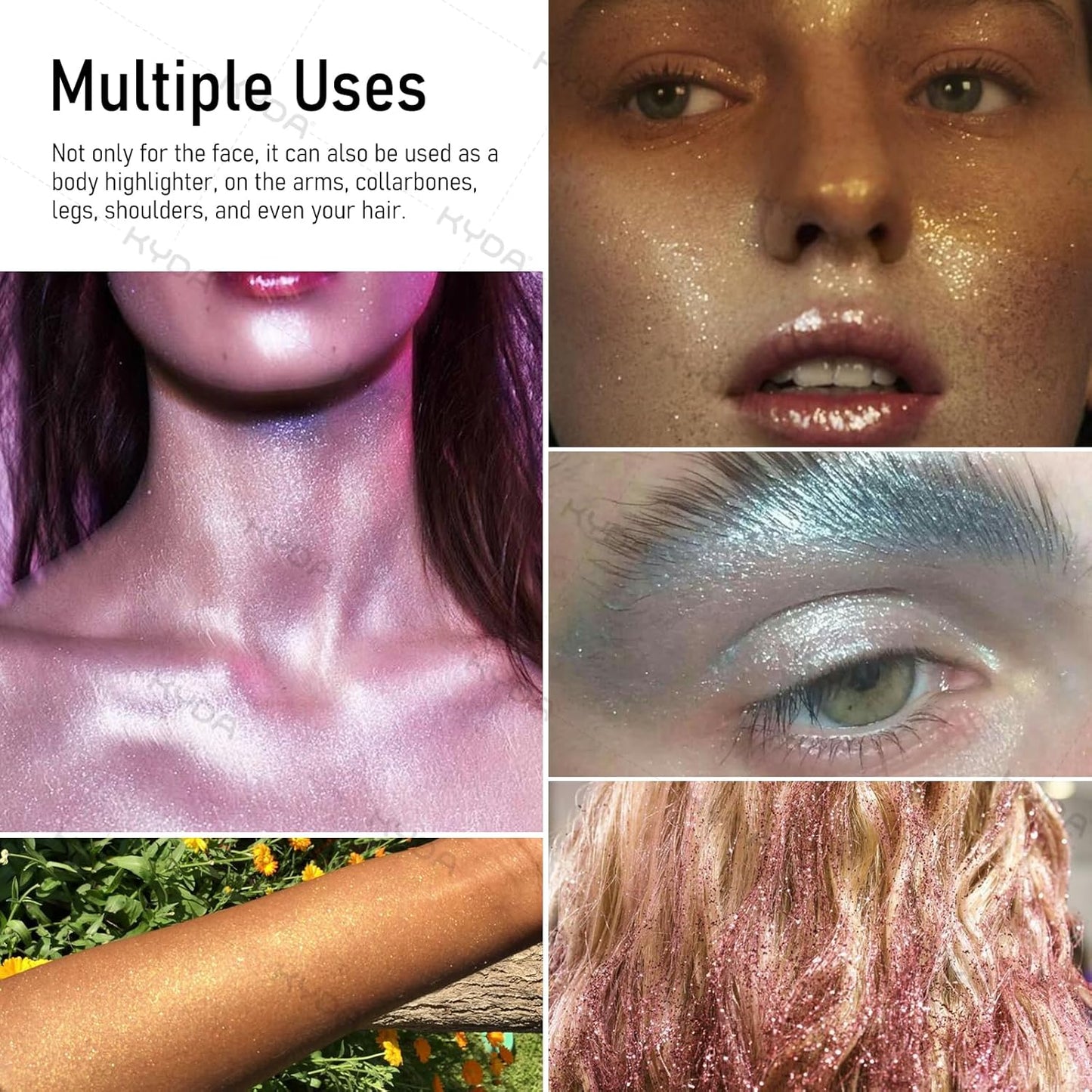 KYDA Highlighter Powder Spray, High Glossy Shimmer Sparkling Powder for Face and Body Glitter Makeup, Body Glitter Spray, Rose Red