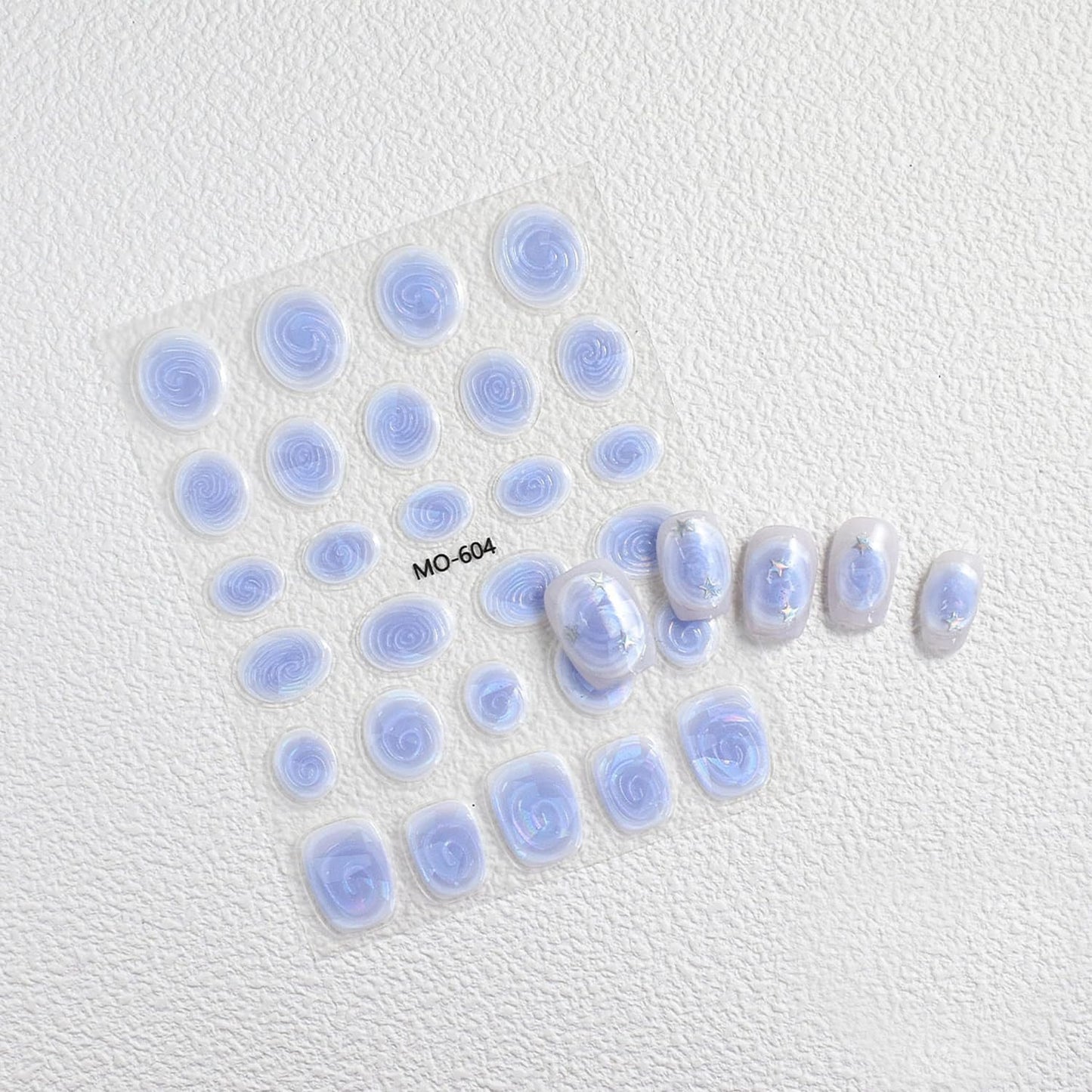 Laser Swirl Nail Art Stickers Decals Pink Blue Purple Nails Stickers Cute 5D Embossed Nails Decal Self-Adhesive Nail Art Decal for Women Manicure Decor