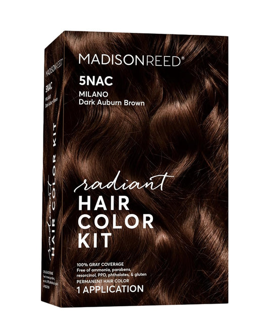 Madison Reed Radiant Hair Color Kit | 5NAC Dark Chocolate Brown with Copper-Auburn Undertones (Milano Brown) 100% Gray Hair Coverage | Dimensional Permanent Hair Dye | PPD & Ammonia-Free | 1 Pack