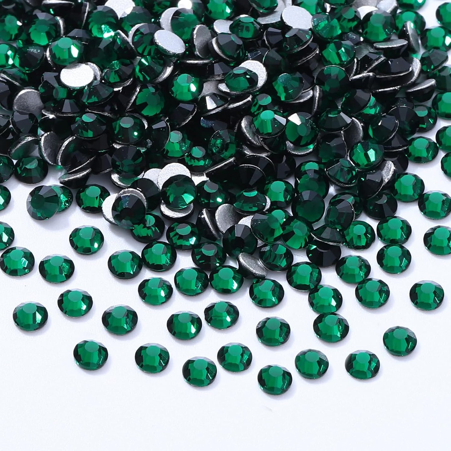 Green Flatback Rhinestones, Glass Rhinestones for Nail Art and Craft, Glue Fix, Loose Crystal Gemstones(Green, SS6, 2880pcs, 1.9-2.0mm)