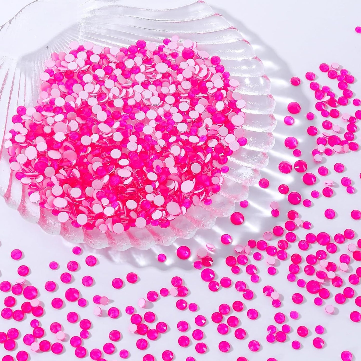Neon Rose Flatback Rhinestones, Glass Rhinestones for Nail Art and Craft, Glue Fix, Loose Crystal Gemstones(Neon Rose, SS12, 1440pcs, 2.9-3.0mm)
