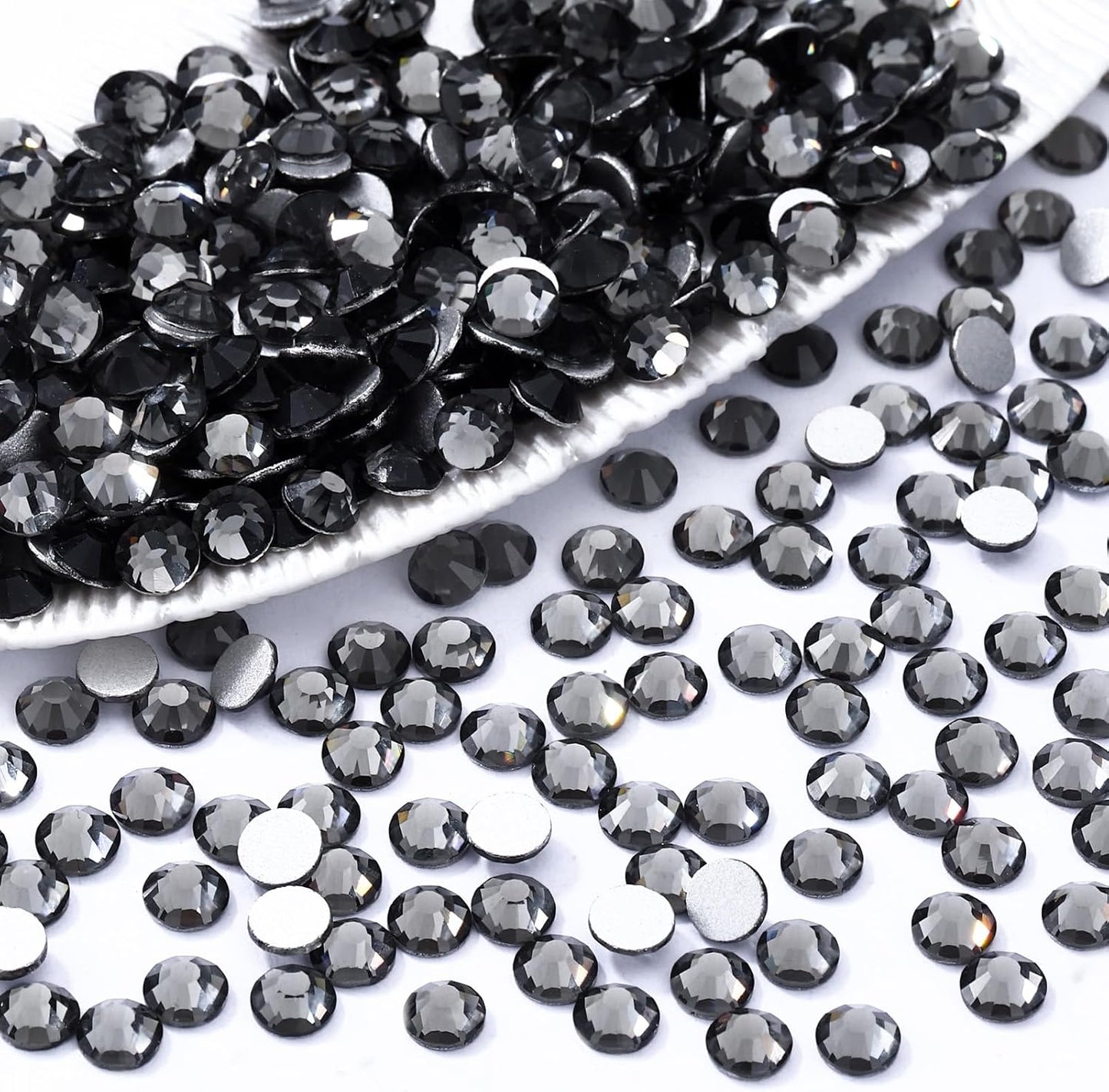 Gray Flatback Rhinestones, Glass Rhinestones for Nail Art and Craft, Glue Fix, Loose Crystal Gemstones(Gray, SS16, 1440pcs, 3.8-4.0mm)