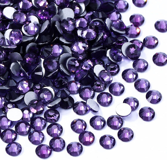 Tanzanite Flatback Rhinestones, Glass Rhinestones for Nail Art and Craft, Glue Fix, Loose Crystal Gemstones(Tanzanite, SS30, 288pcs, 6.4-6.6mm)