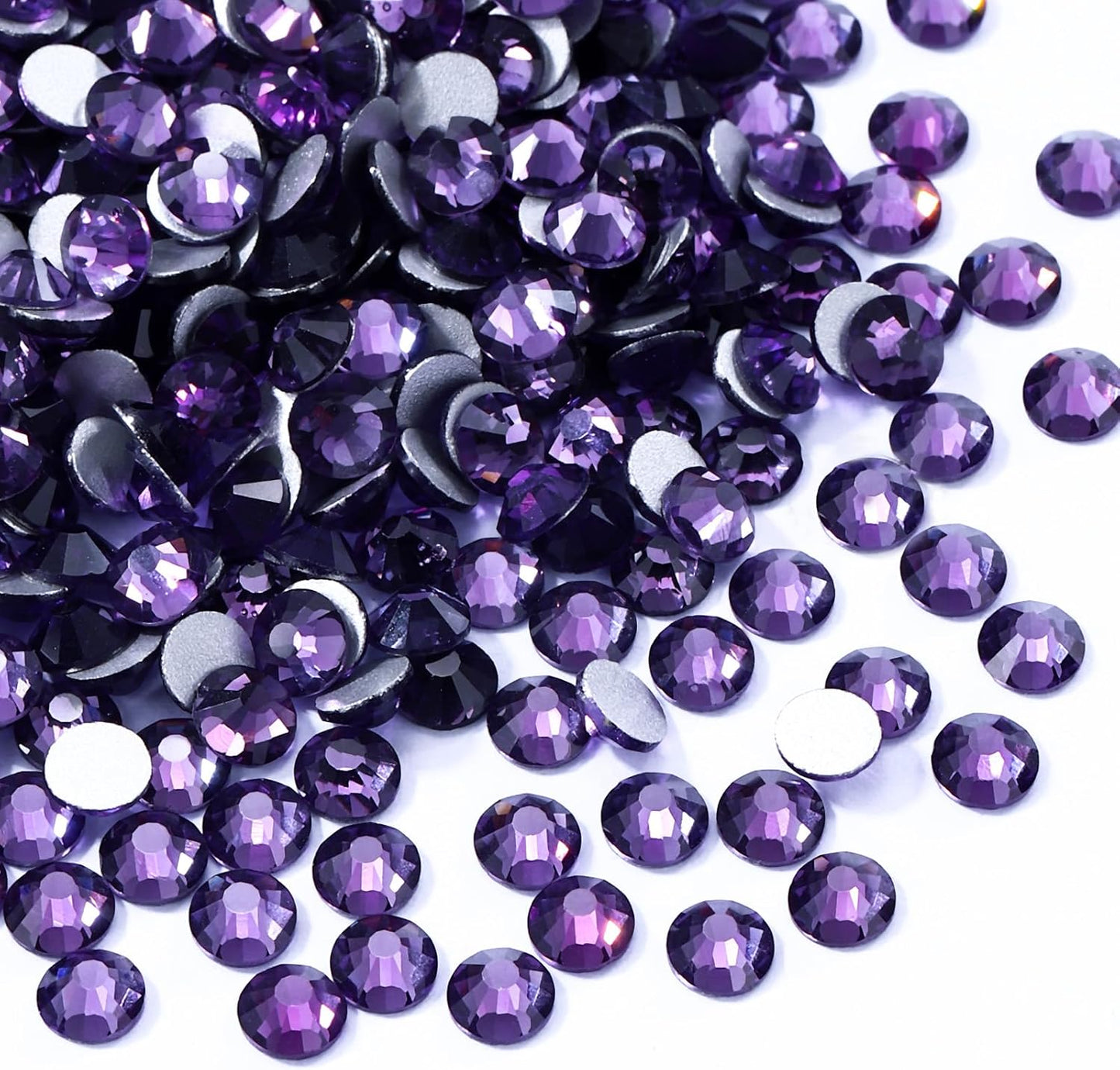 Tanzanite Flatback Rhinestones, Glass Rhinestones for Nail Art and Craft, Glue Fix, Loose Crystal Gemstones(Tanzanite, SS16, 1440pcs, 3.8-4.0mm)