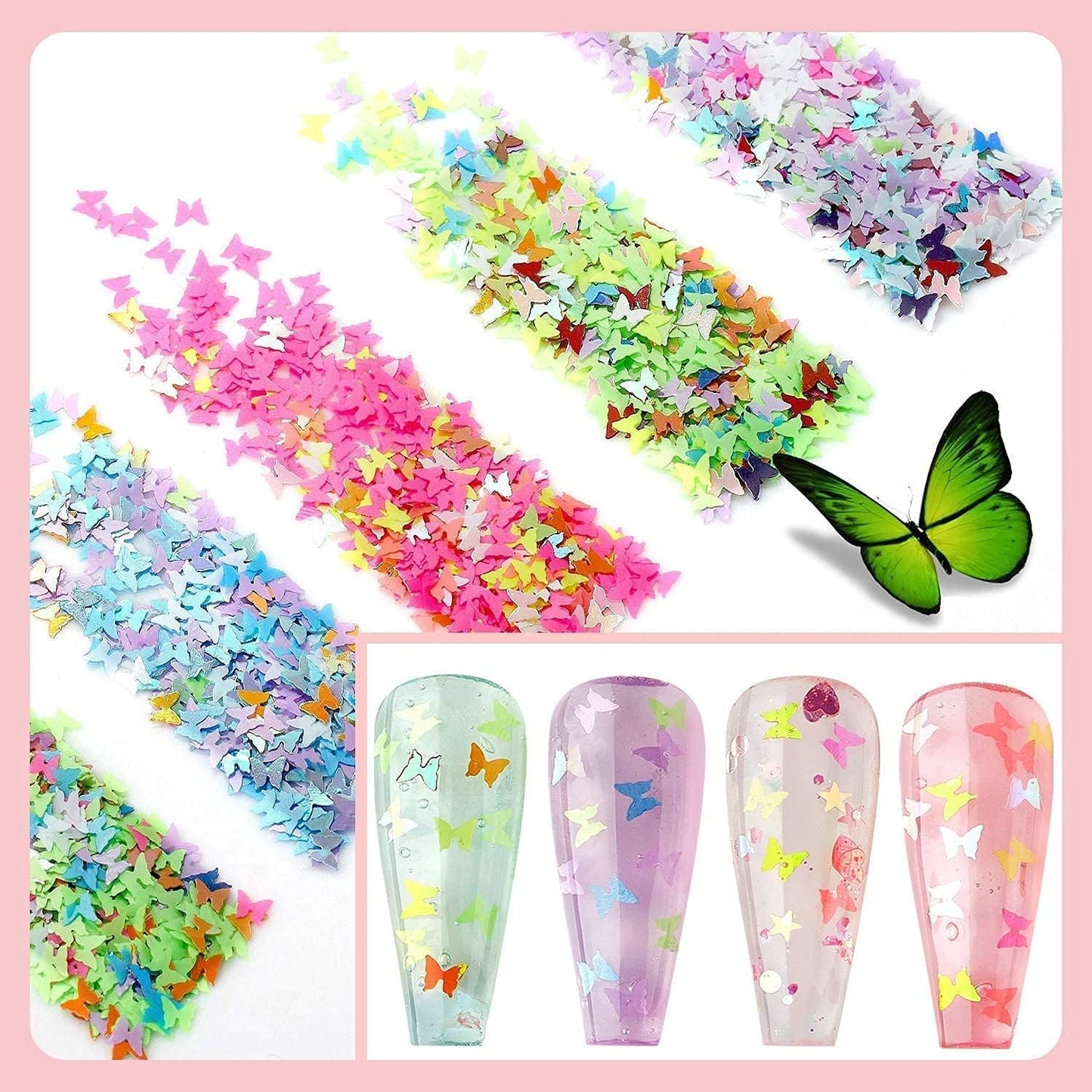 Makartt Nail Decoration Set, 4 Boxes Glitter Sequins & Rhinestones for Spring, Summer, Nail Art, DIY Nail Decoration Accessories Kit