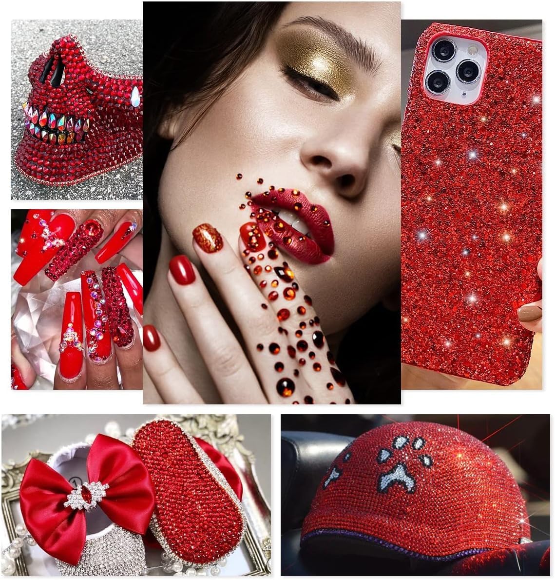 16000PCS Red AB Resin Rhinestones for Crafting 3mm 4mm 5mm Flatback Jelly Stones Bulk SS10 SS16 SS20 Diamonds Crystals Gems Charms for Nails Face Eyes Makeup Tumblers Bottles DIY Crafts Clothes