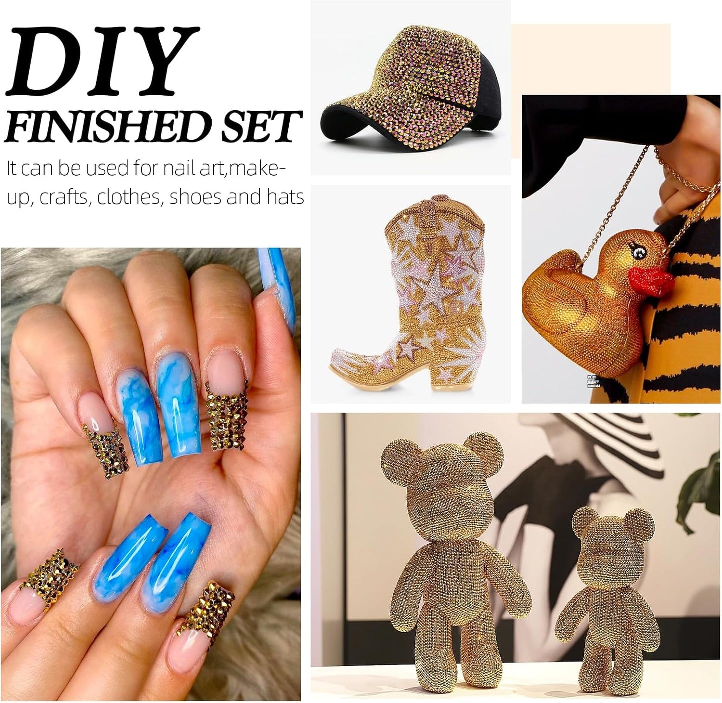 Gold Flatback Rhinestones, Glass Rhinestones for Nail Art and Craft, Glue Fix, Loose Crystal Gemstones(Gold, SS4, 2880pcs, 1.5-1.7mm)