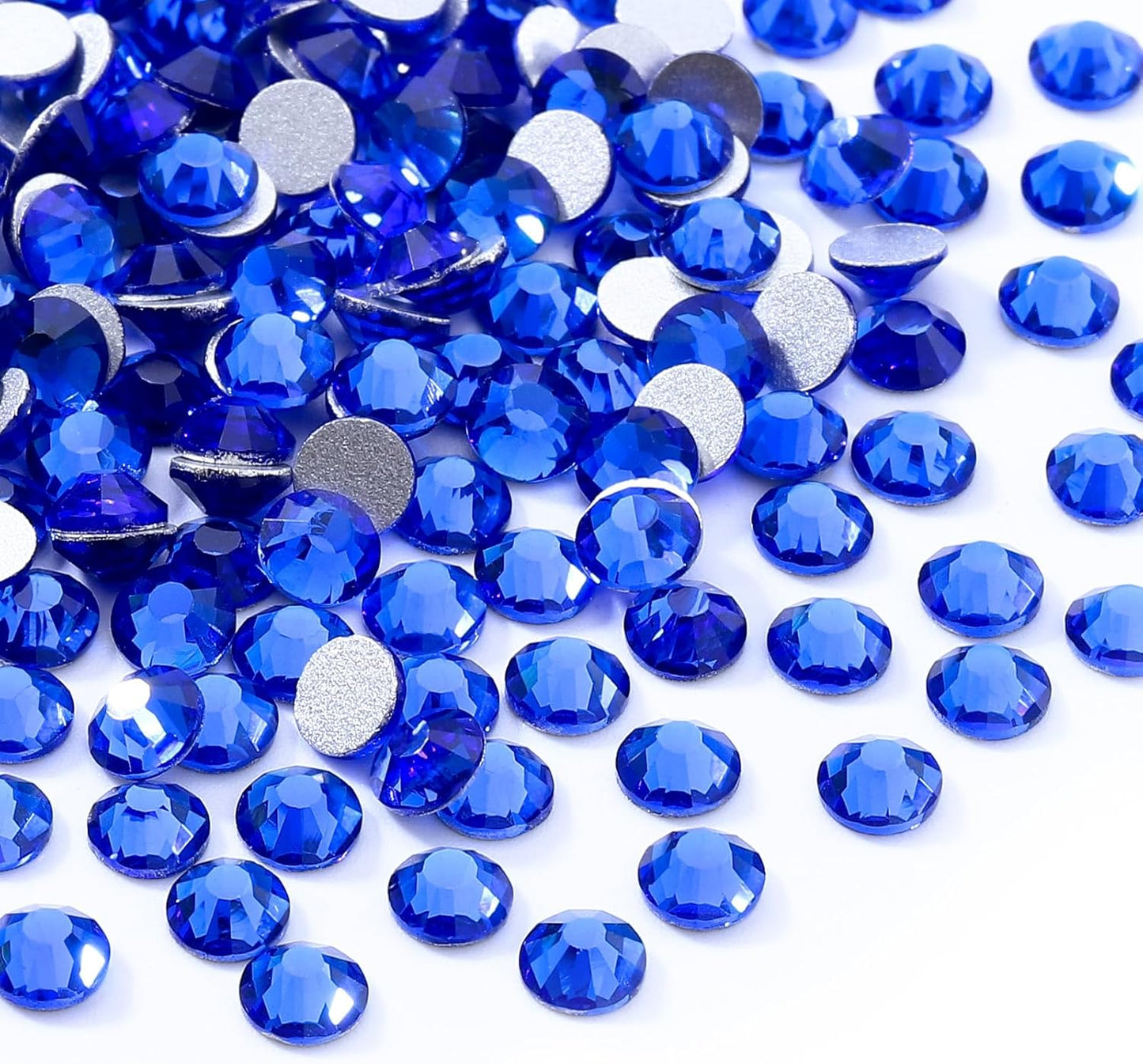 Sapphire Flatback Rhinestones, Glass Rhinestones for Nail Art and Craft, Glue Fix, Loose Crystal Gemstones(Blue, SS30, 288pcs, 6.4-6.6mm)