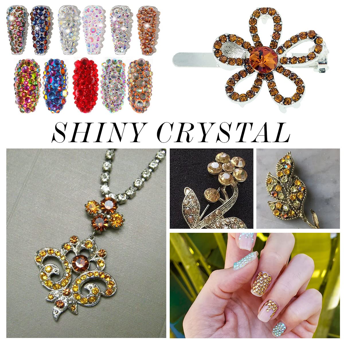 1440Pcs Topaz Crystal Rhinestones,Glass Flatback Rhinestones Gemstones Mini for Nail Face Makeup Art Crafts Clothes Decoration -(SS10,2.8mm,Topaz)