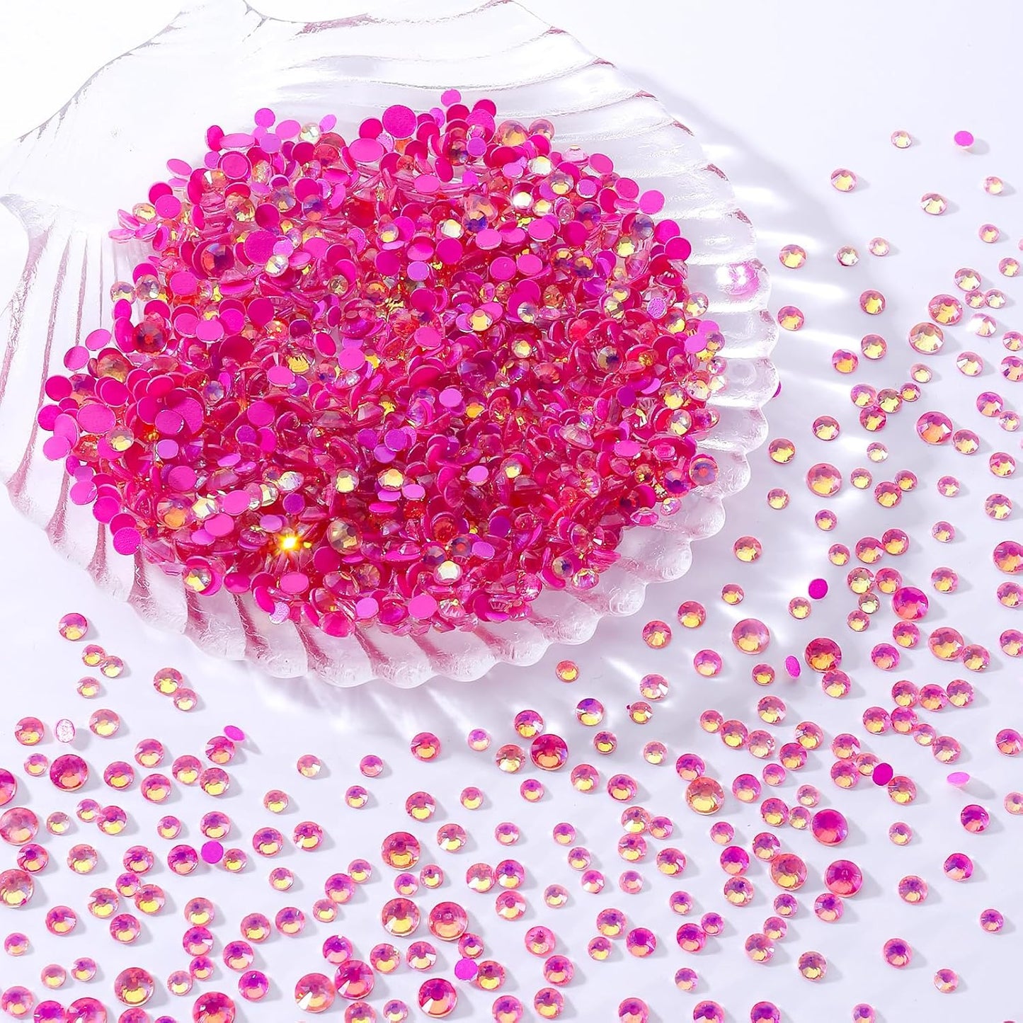 F Rose Flatback Rhinestones, Glass Rhinestones for Nail Art and Craft, Glue Fix, Loose Crystal Gemstones(F Rose, SS10, 1440pcs, 2.7-2.8mm)