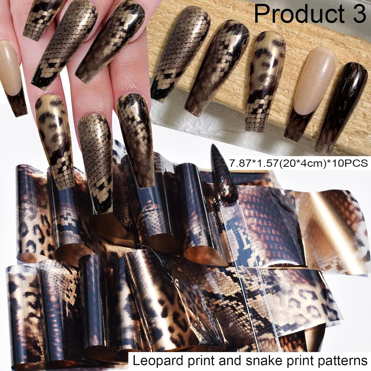 Nail Art Transfer Foils, 60 Pieces, Mixed Designs - Dried Flowers, Iridescent, Animal Print, Marble, Checkered Patterns, 1 Pcs Nail Art Engraving Pen Silicone Pen 7.87 x 1.57 inches(60)
