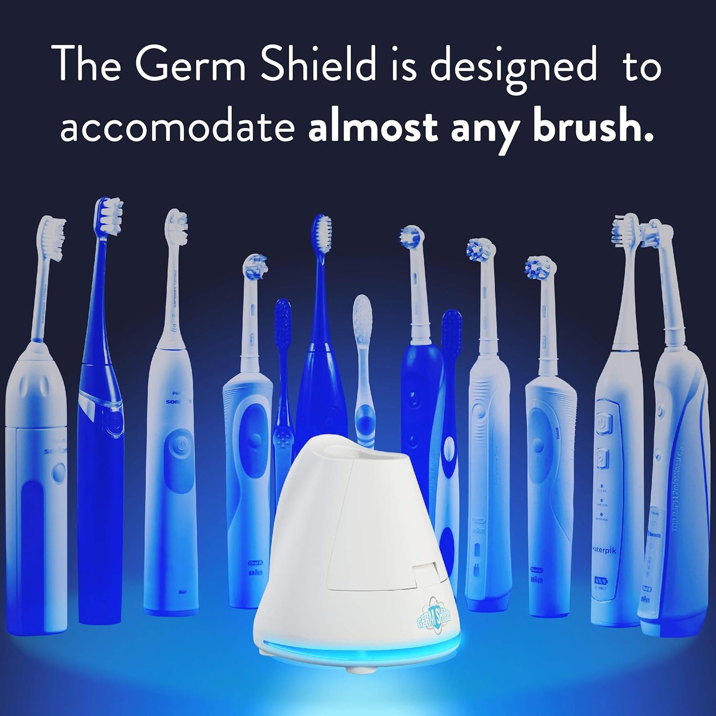 TAO Clean Germ Shield UV Toothbrush Sanitizer – Universal Cleaning Station that Accommodates all Manual and Electric Toothbrushes, Travel Friendly, Kills 99.9% of Germs